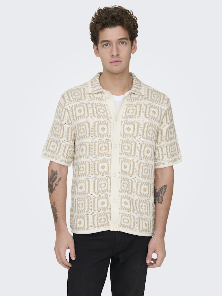 Only & Sons Herren Polo-Shirts Egret/W. Silver