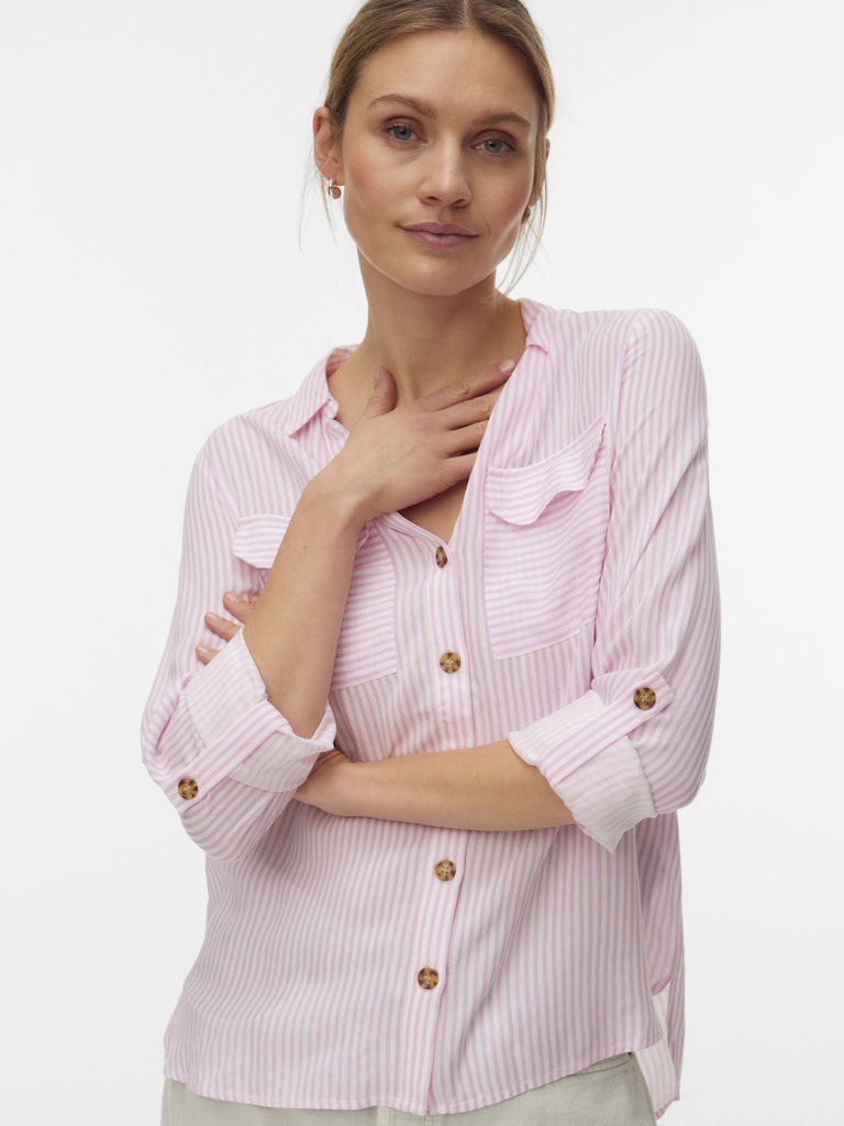 Vero Moda Damen Blusen Bonbon/Snow Whi
