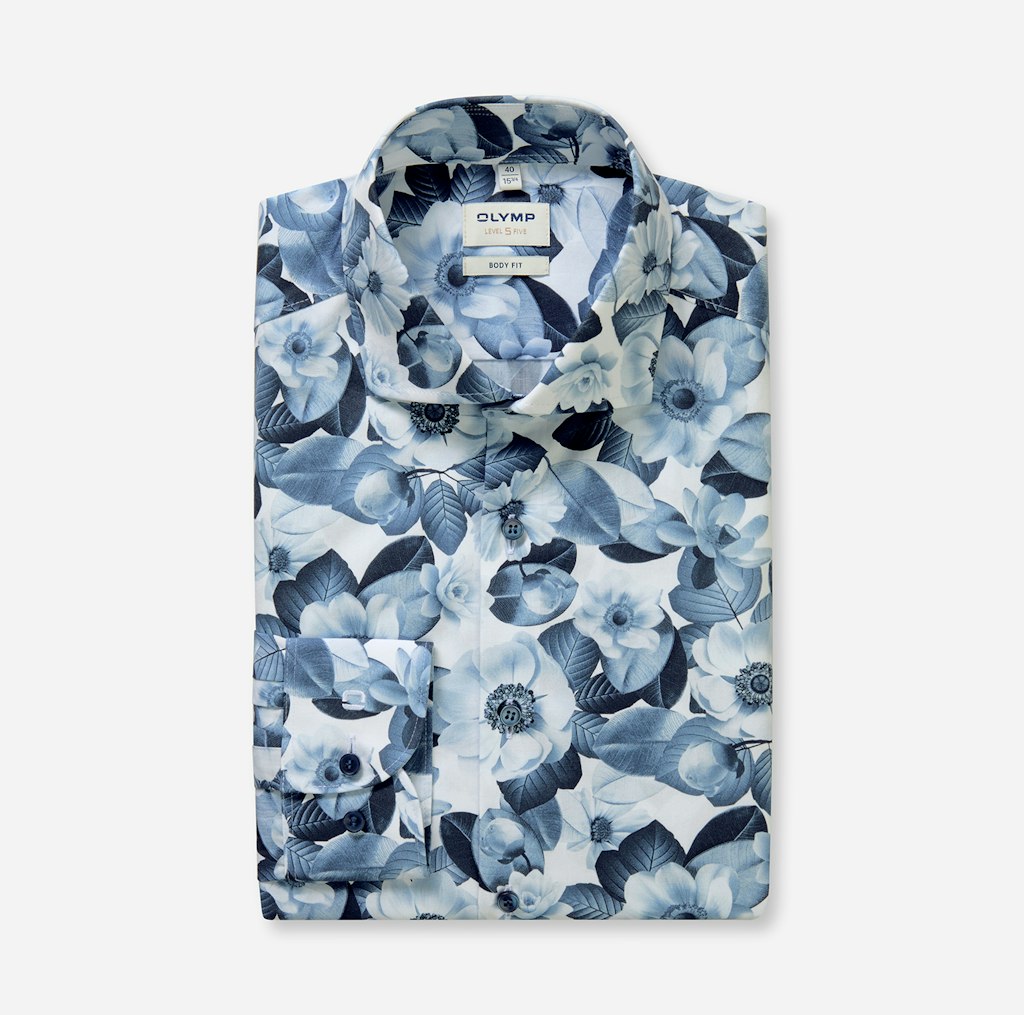 Olymp Herren Hemden lang Bleu