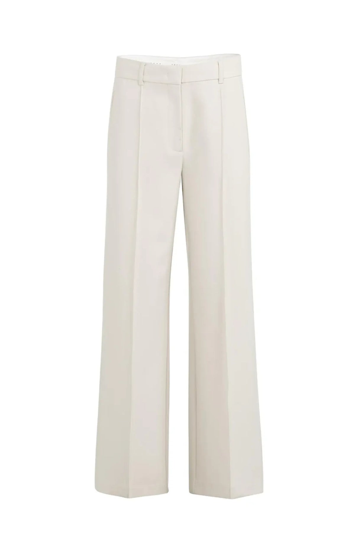 Gewebte Hose mit weitem Bein und Nahtdetails - Beige