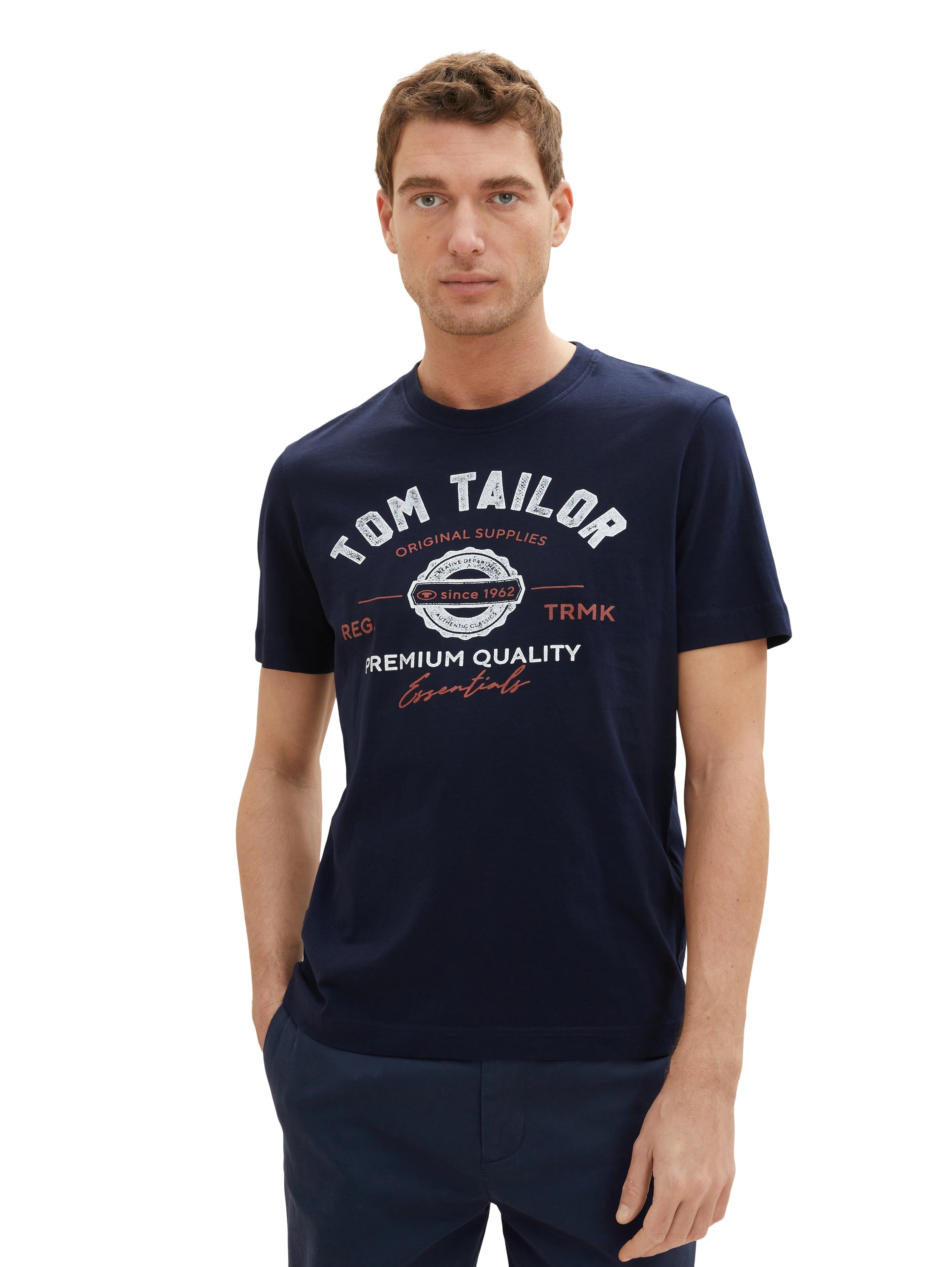 Tom Tailor Herren T-Shirts kurz Sky Captain Blu