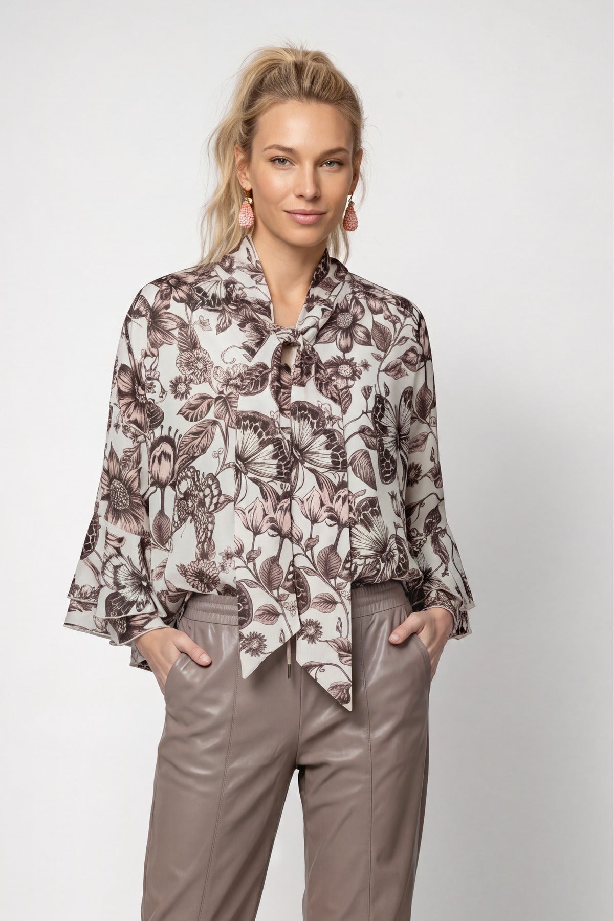 Monari Damen Blusen Taupe Gemus