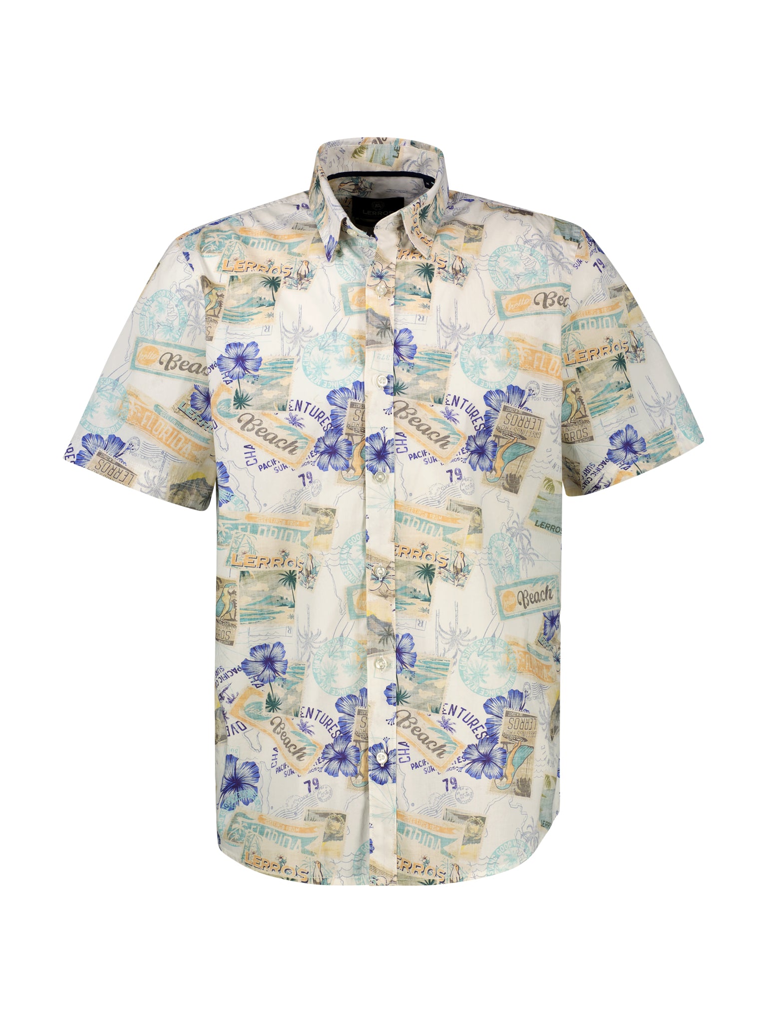 Lerros Herren Hemden kurz Broken White