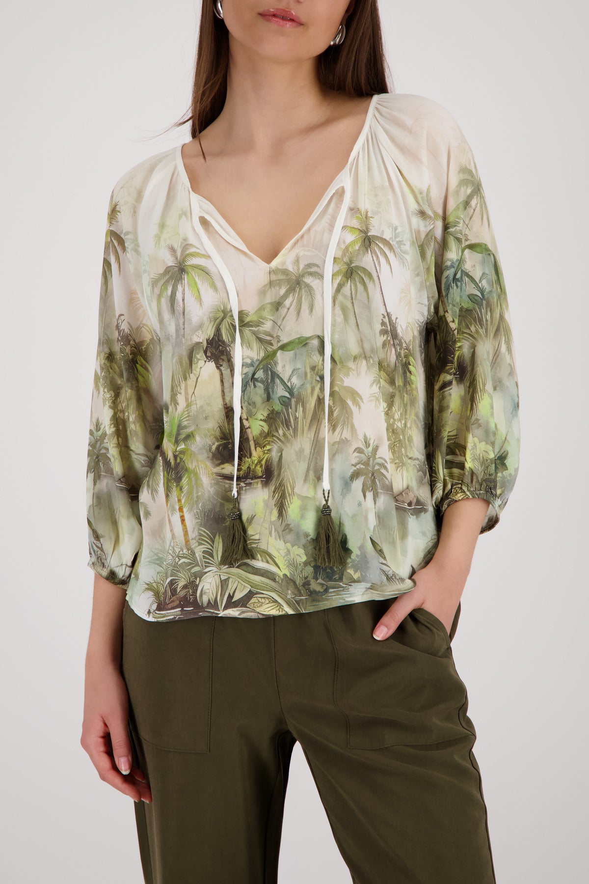 Monari Damen Blusen Olive Gemus