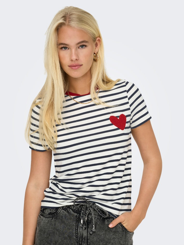 only Damen T-Shirts Cloud Dancer/Ni