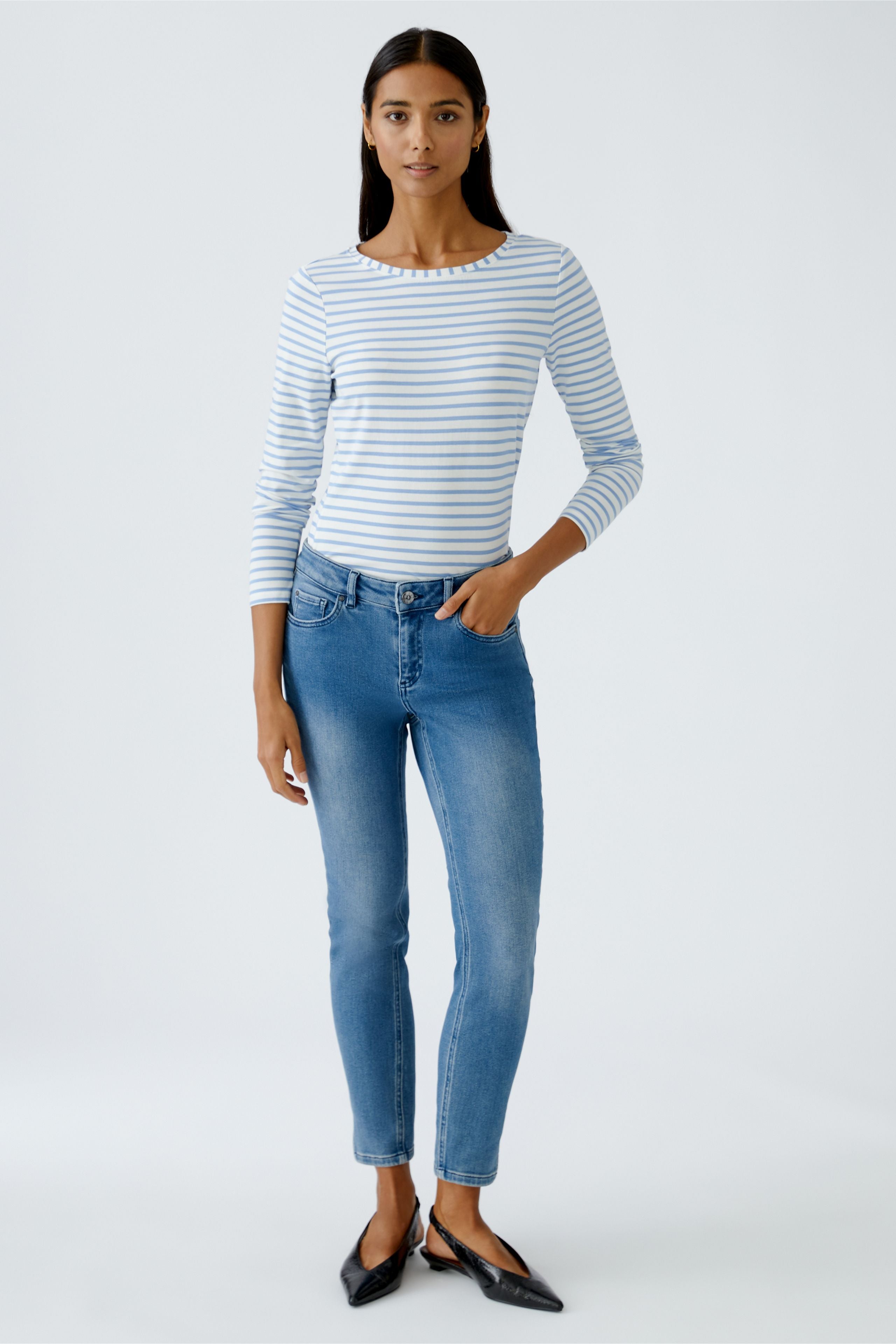 Oui Damen T-Shirts White Blue