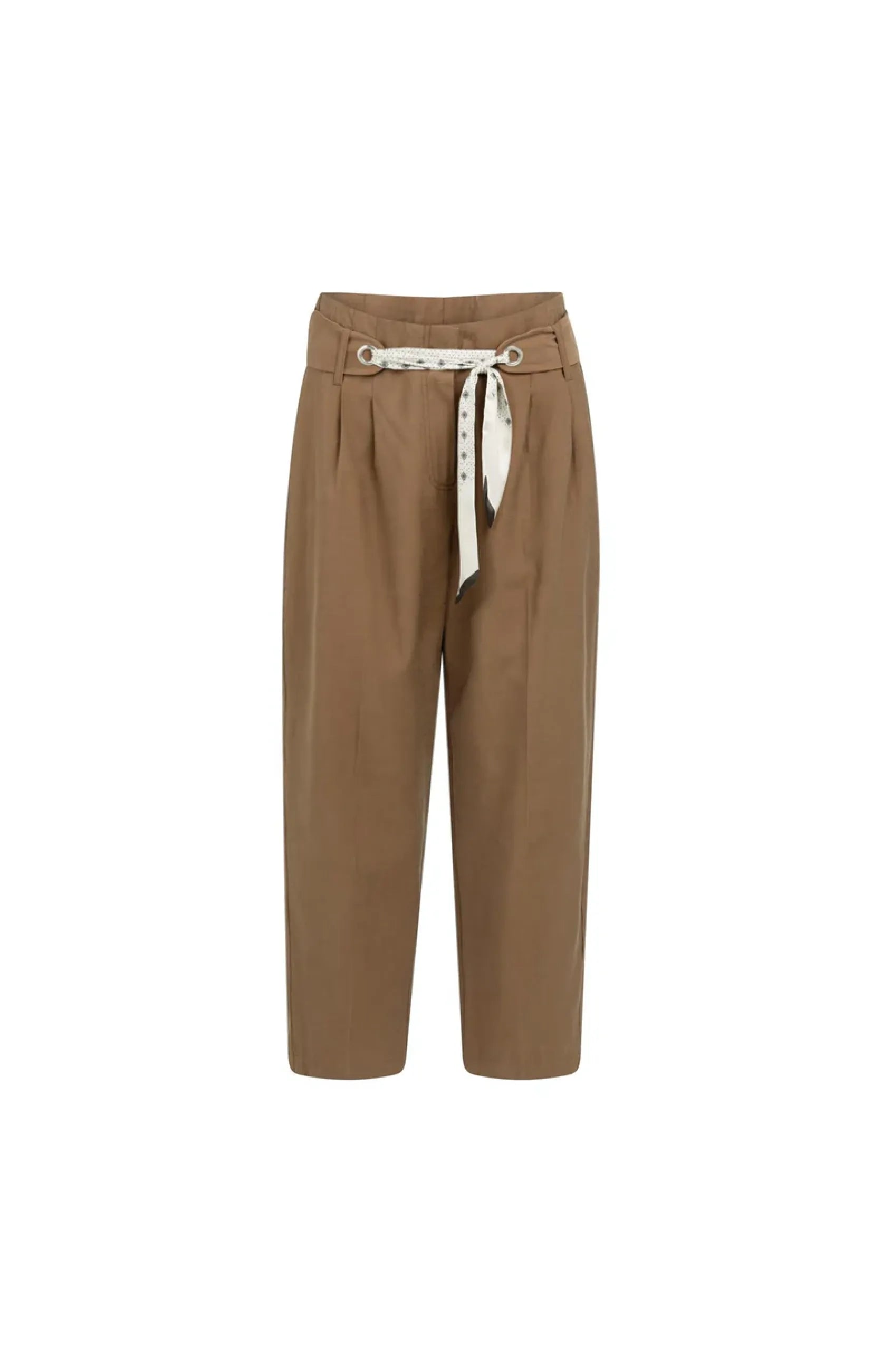 Hochgeschnittene Hose mit geradem Bein und Schalgürtel