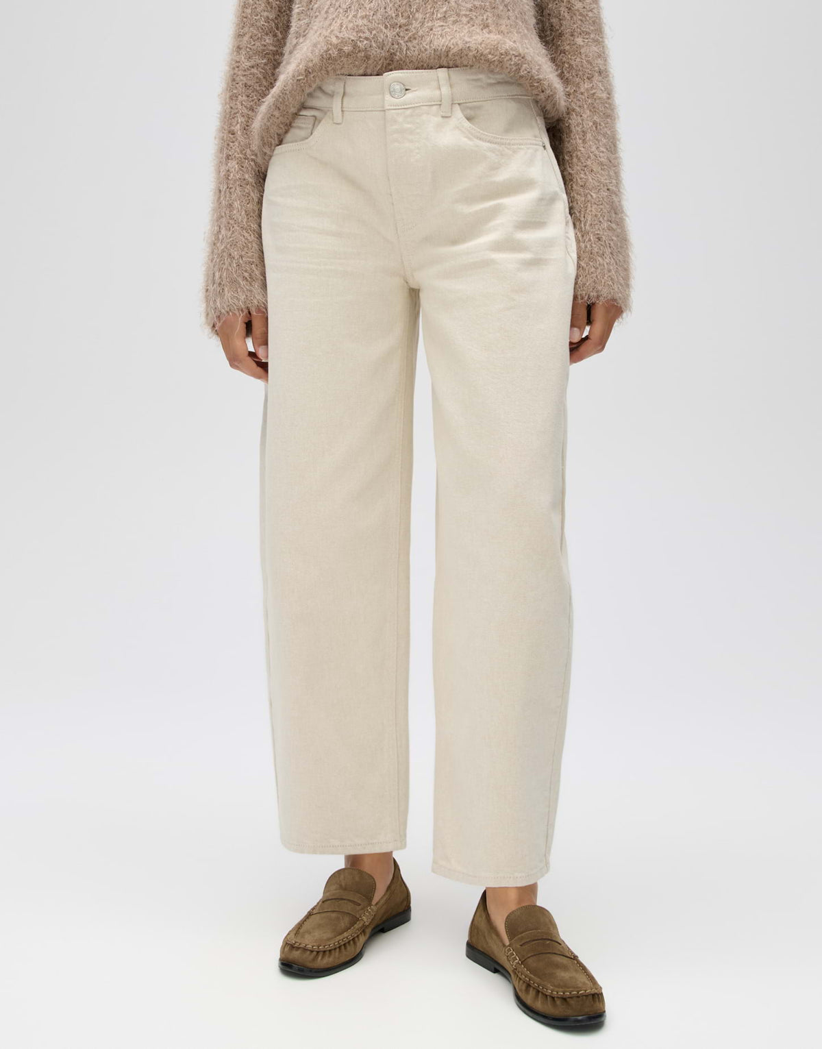 Opus Damen Jeans Soft Cream