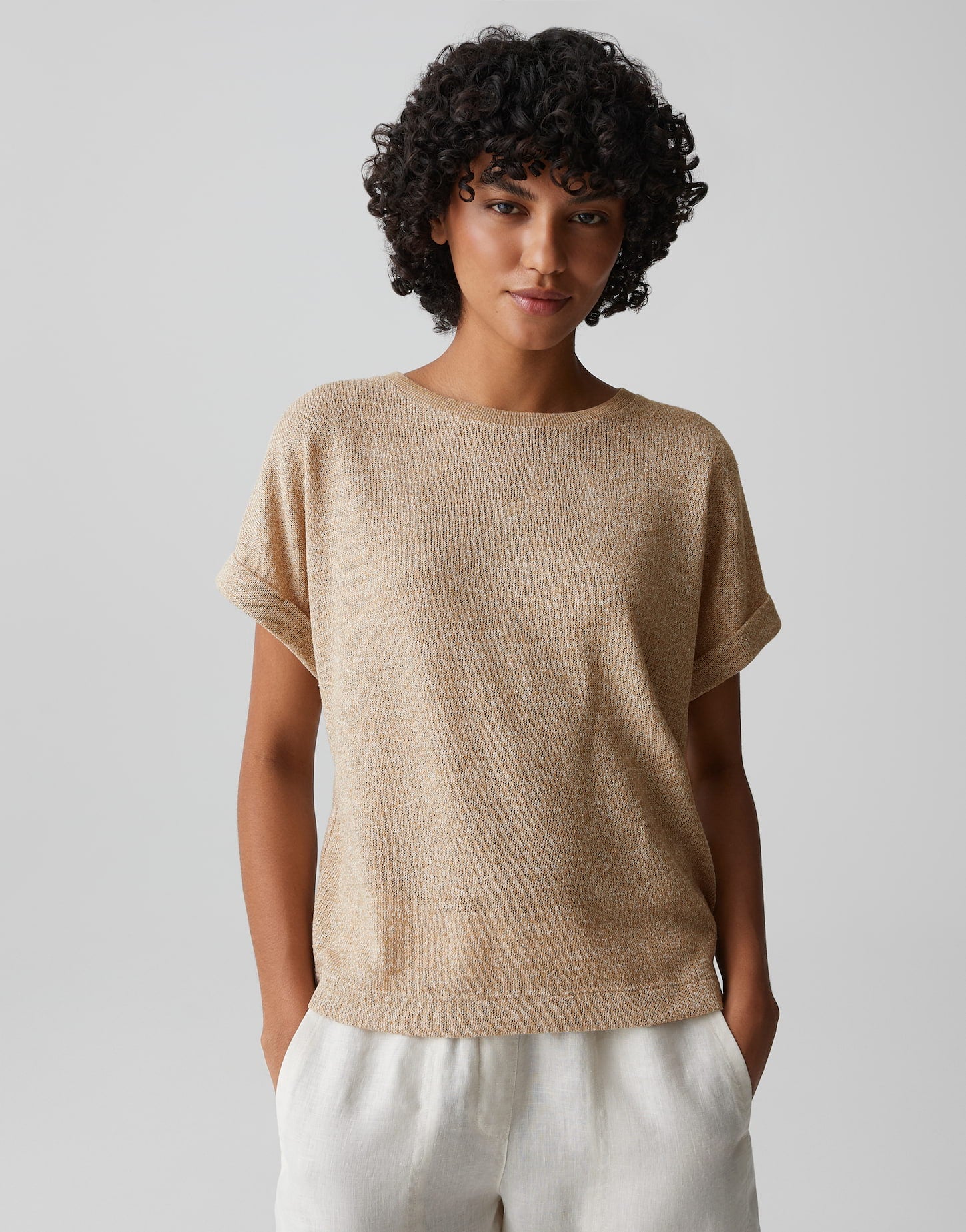 Opus Damen T-Shirts Golden Beige
