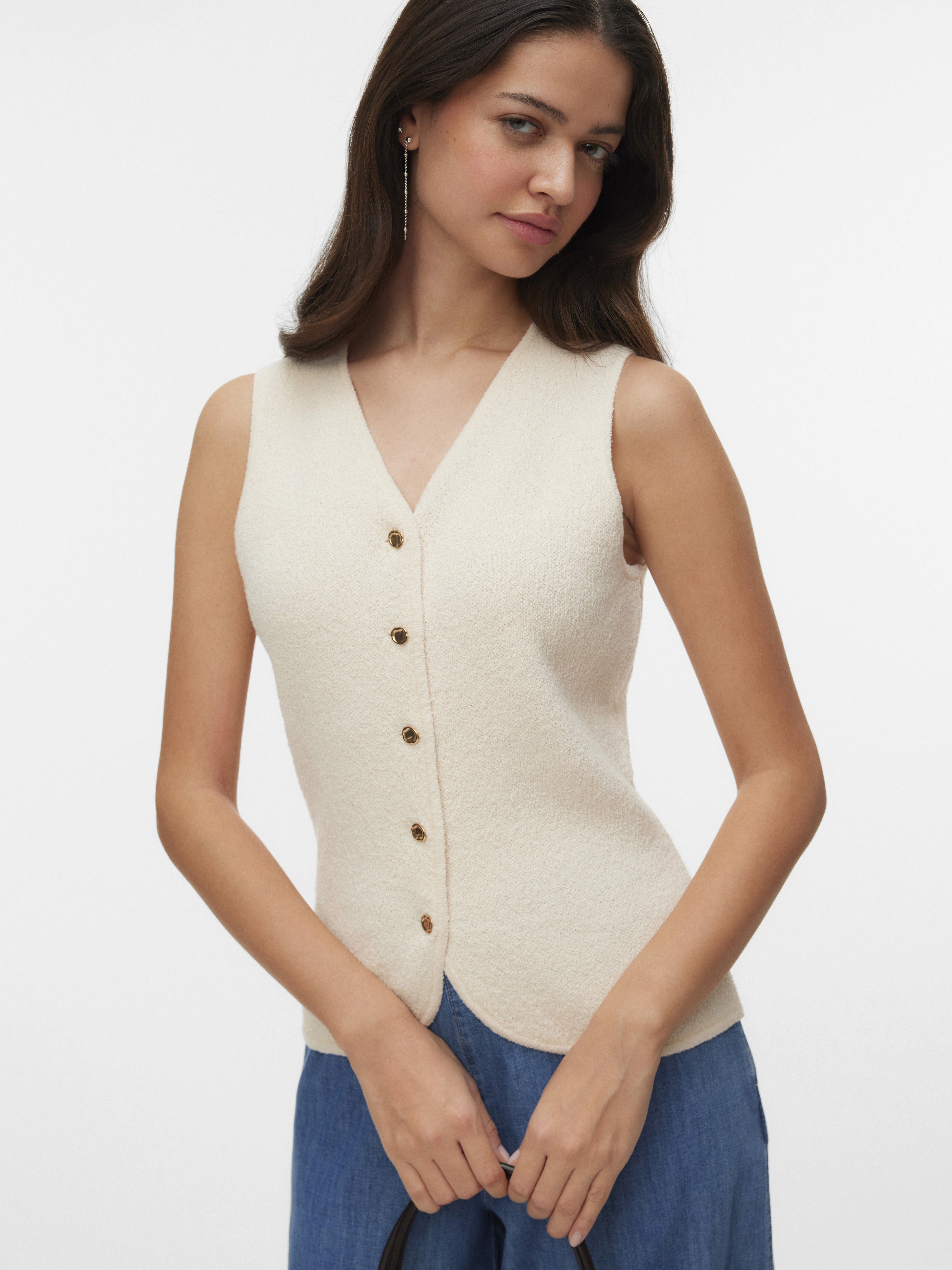 Vero Moda Damen Pullover Birch/W. Gold B