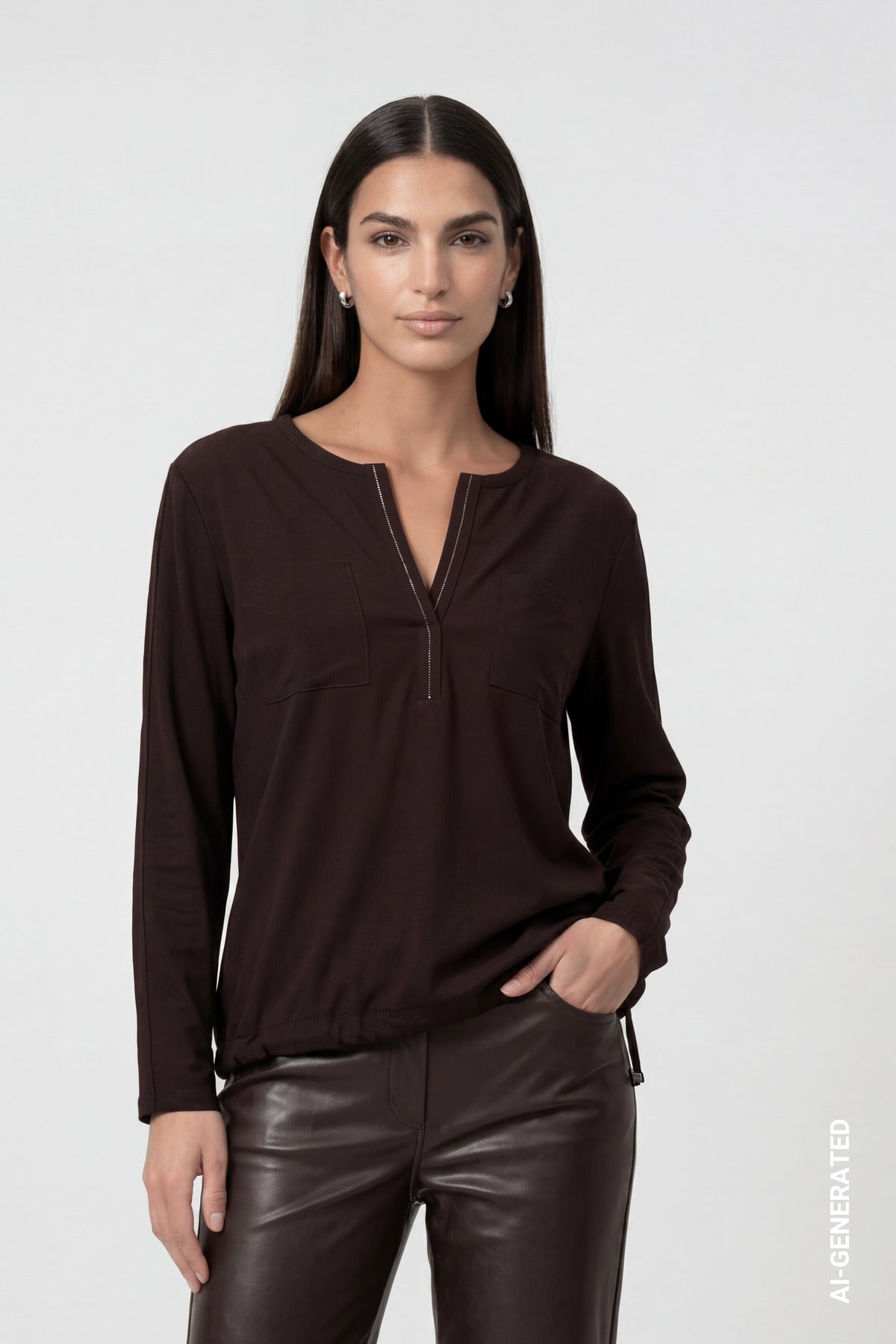 Monari Damen T-Shirts Black Coffe