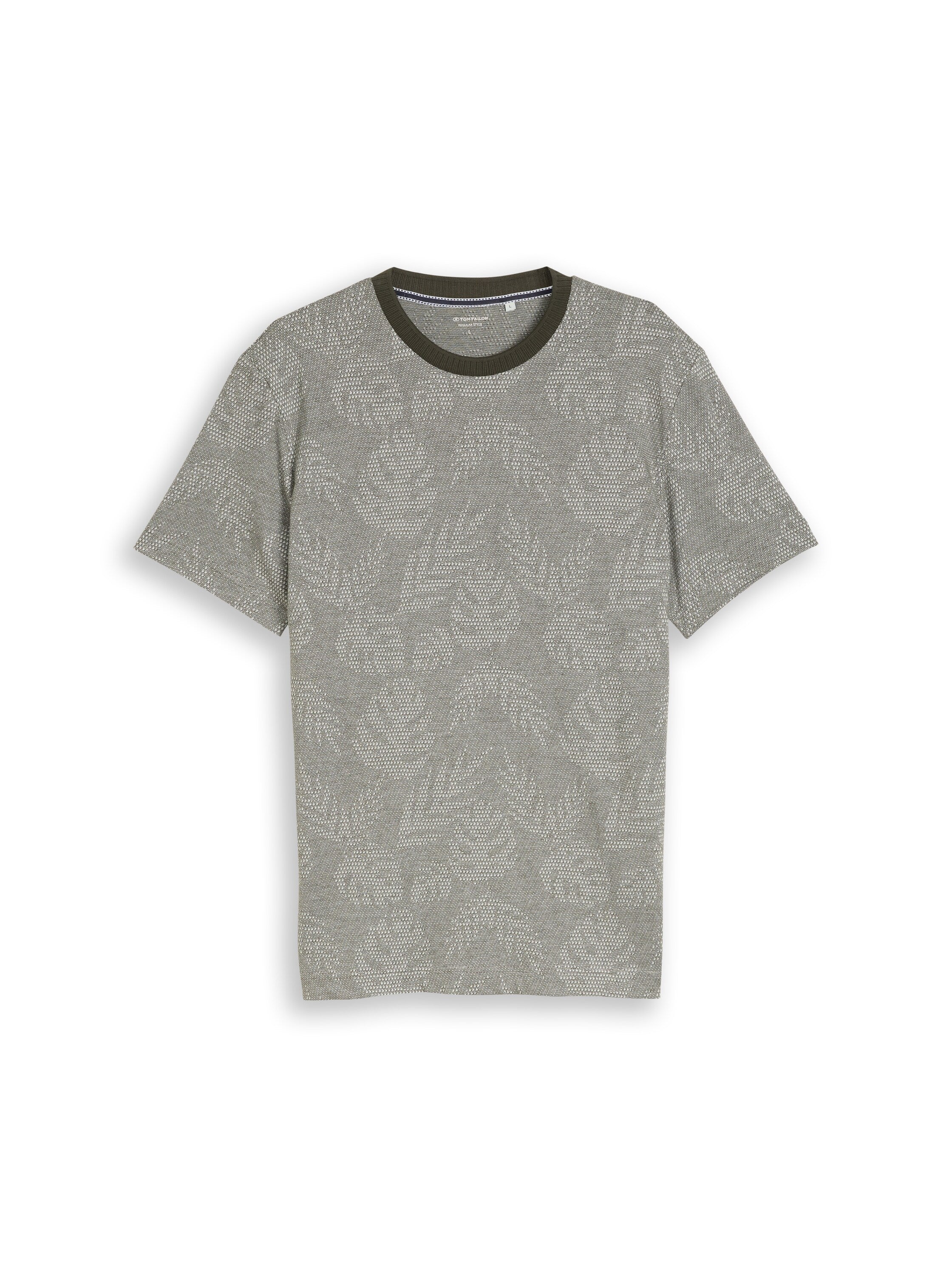 Tom Tailor Herren T-Shirts kurz Green Leaf Jacq
