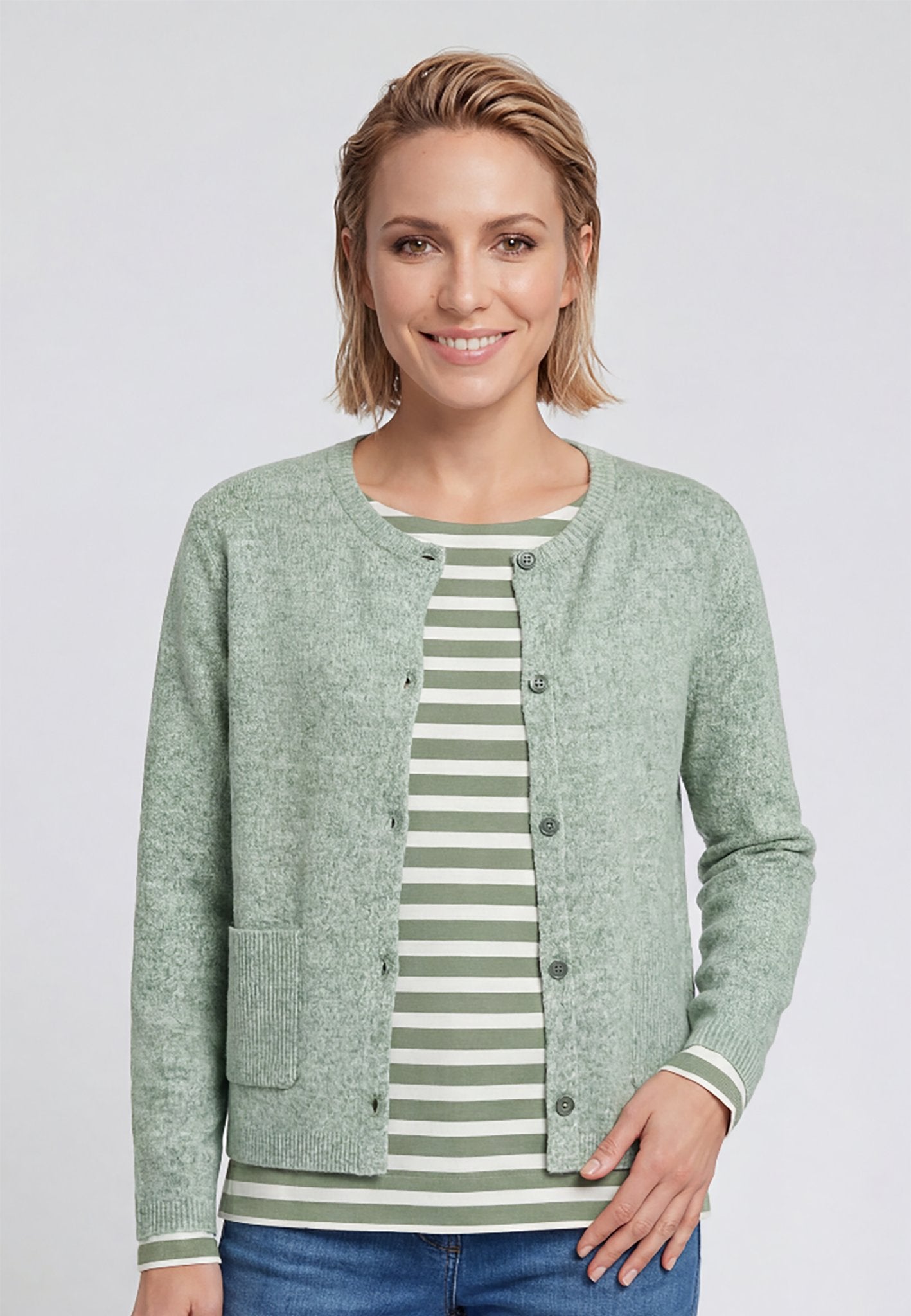 Olsen Damen Strickjacken Moss Gree