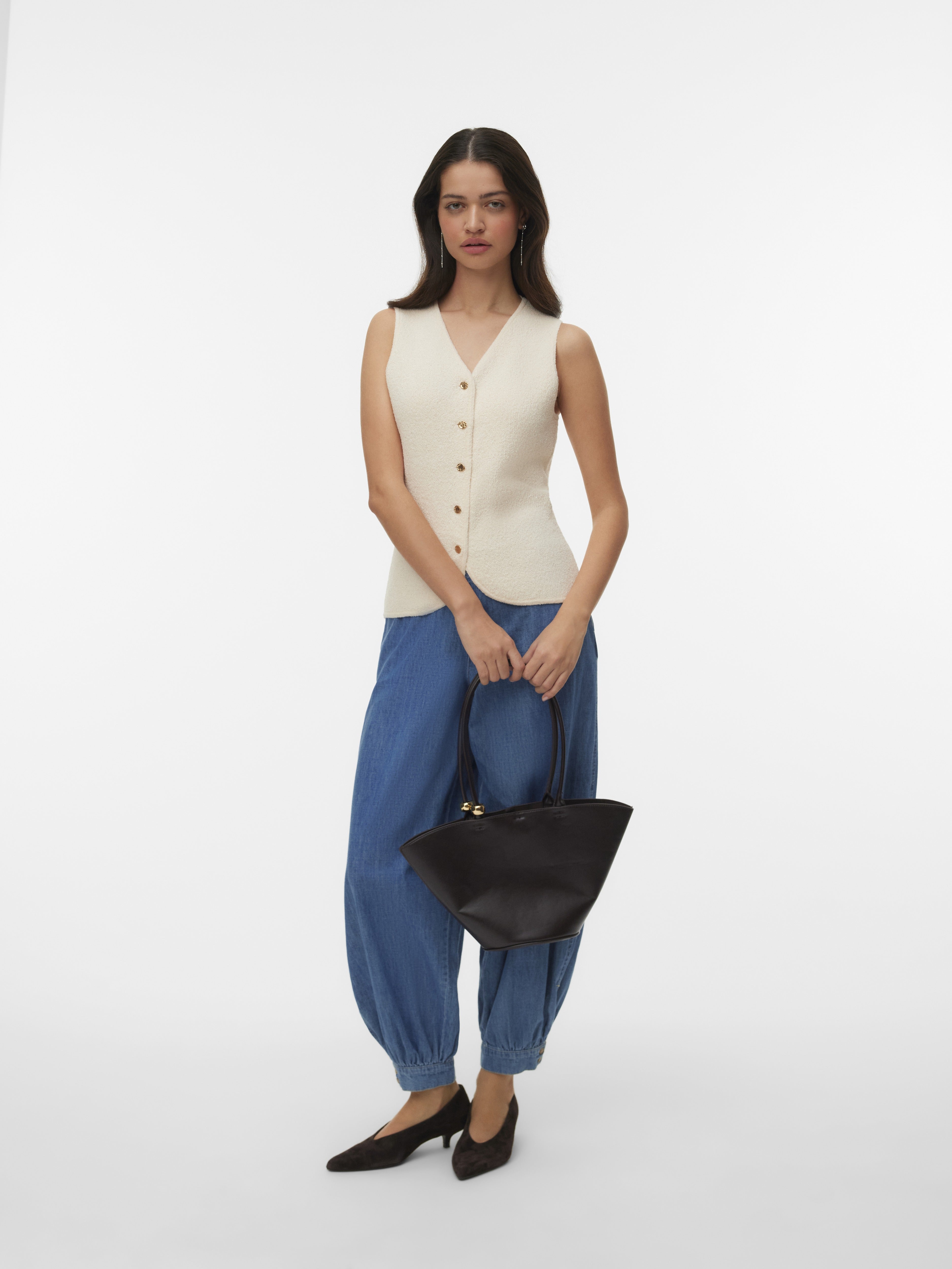 Vero Moda Damen Pullover Birch/W. Gold B
