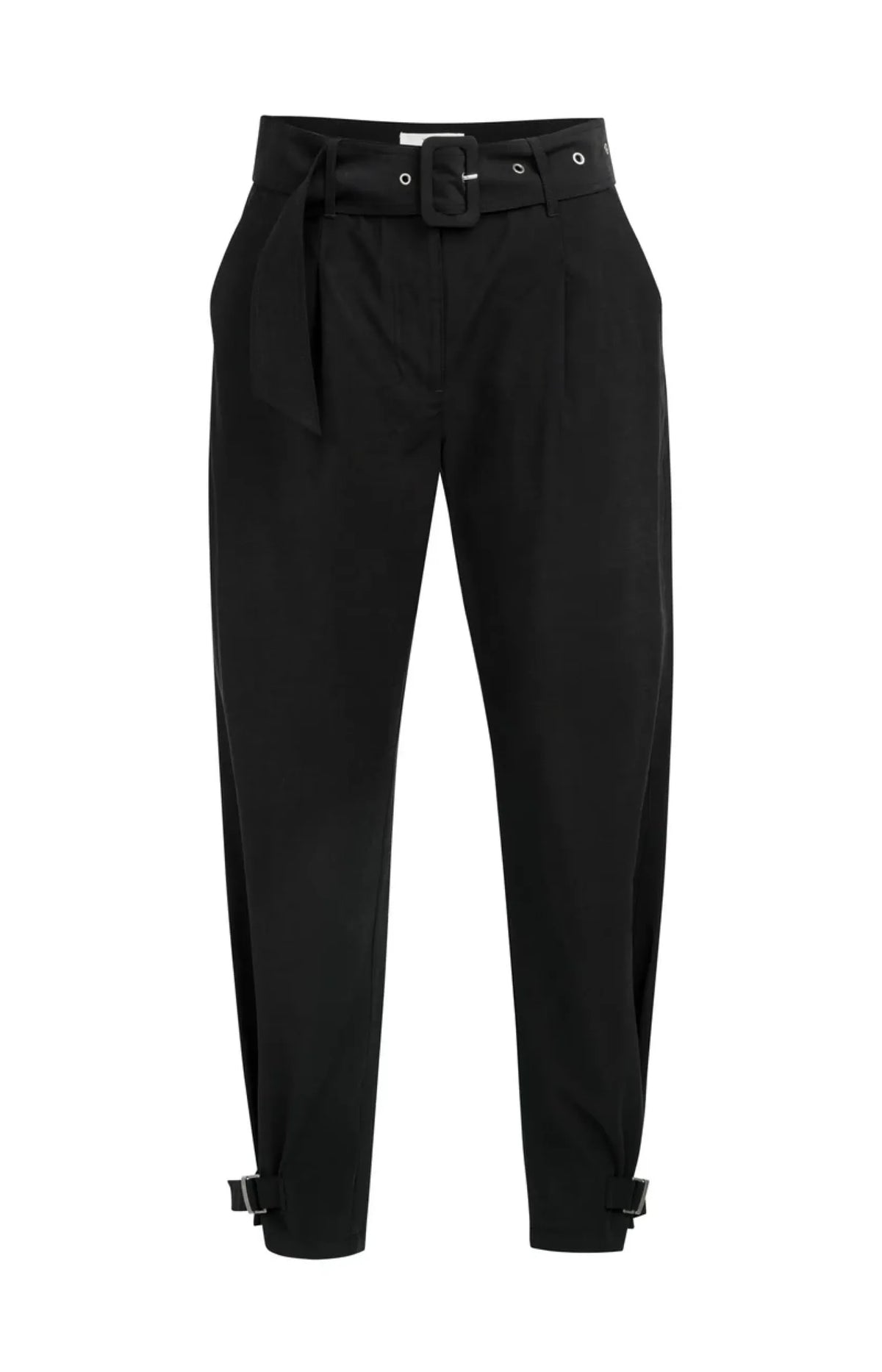 Hose mit hohem Bund und Riemen am Saum