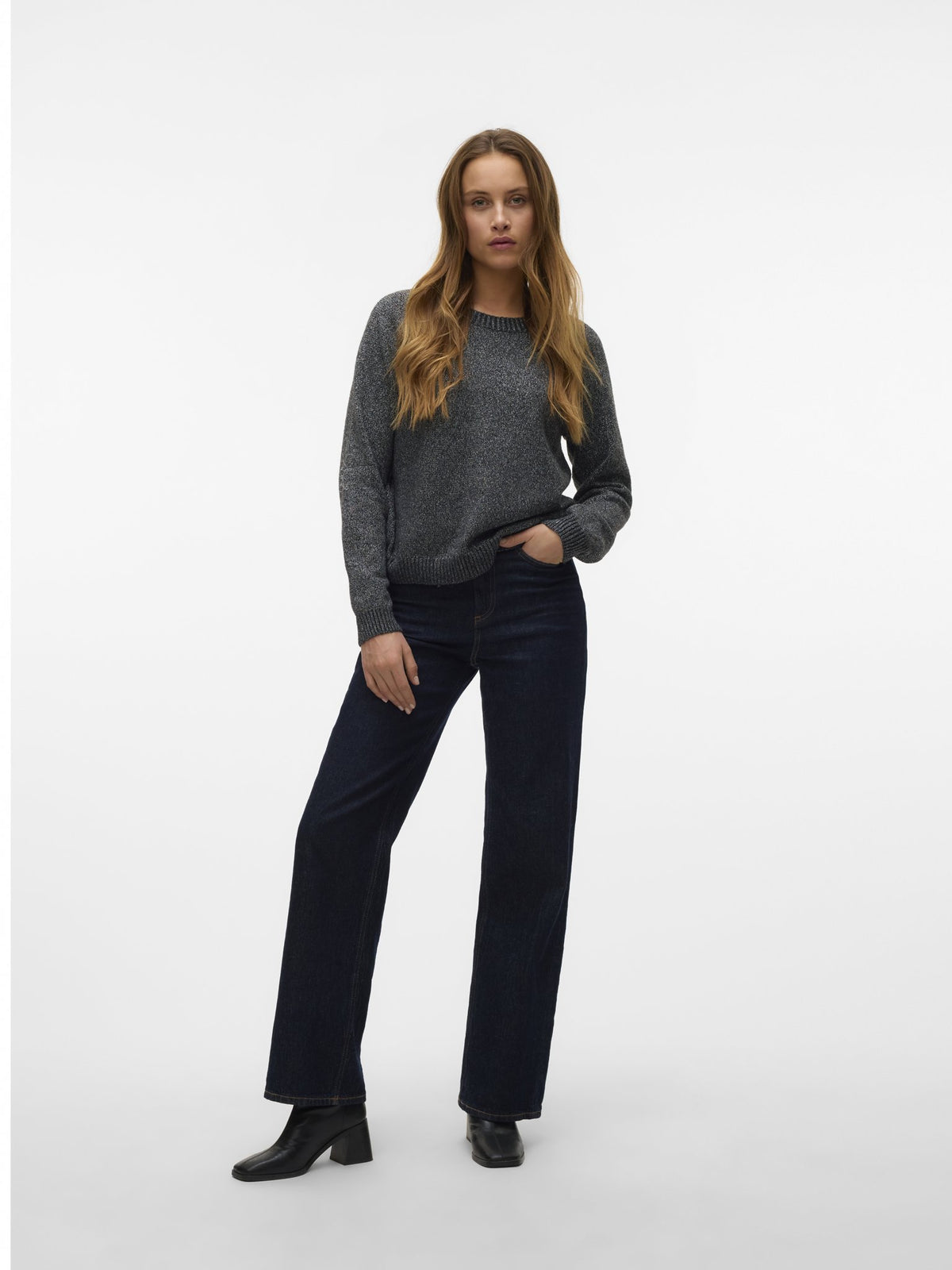 Vero Moda Damen Pullover Asphalt/W. Silv