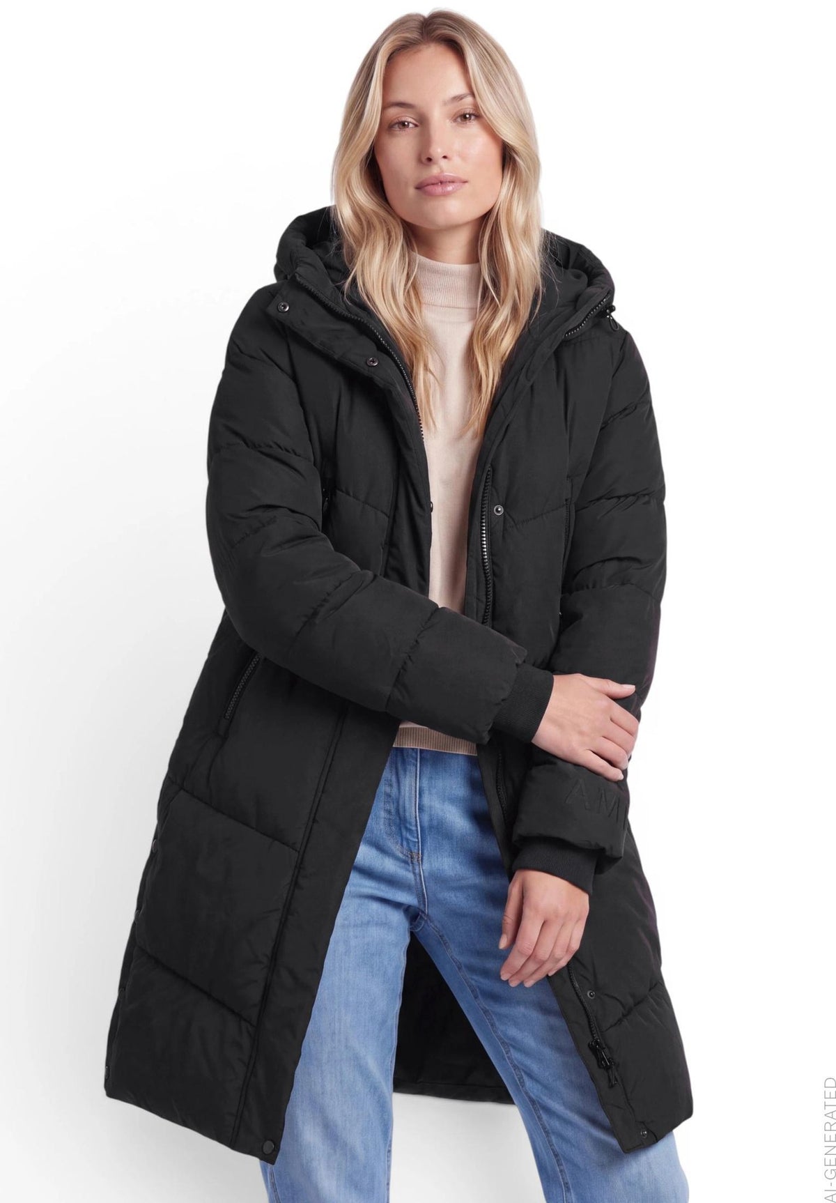 Amber & June Damen Mantel Jet Black