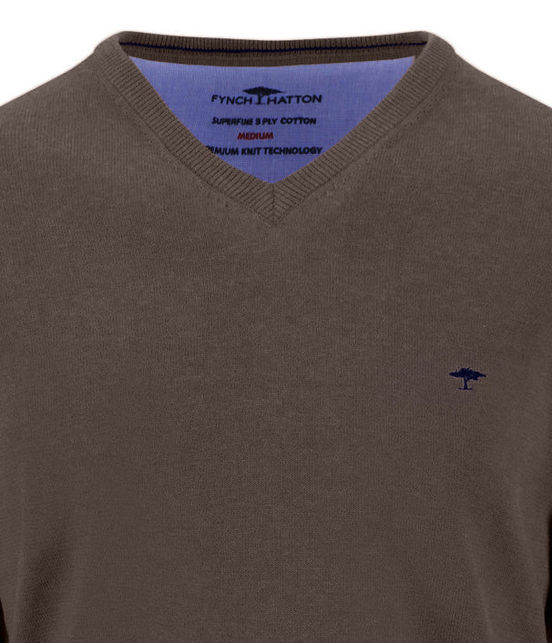 Fynch-Hatton Herren Pullover Dark Chocolate