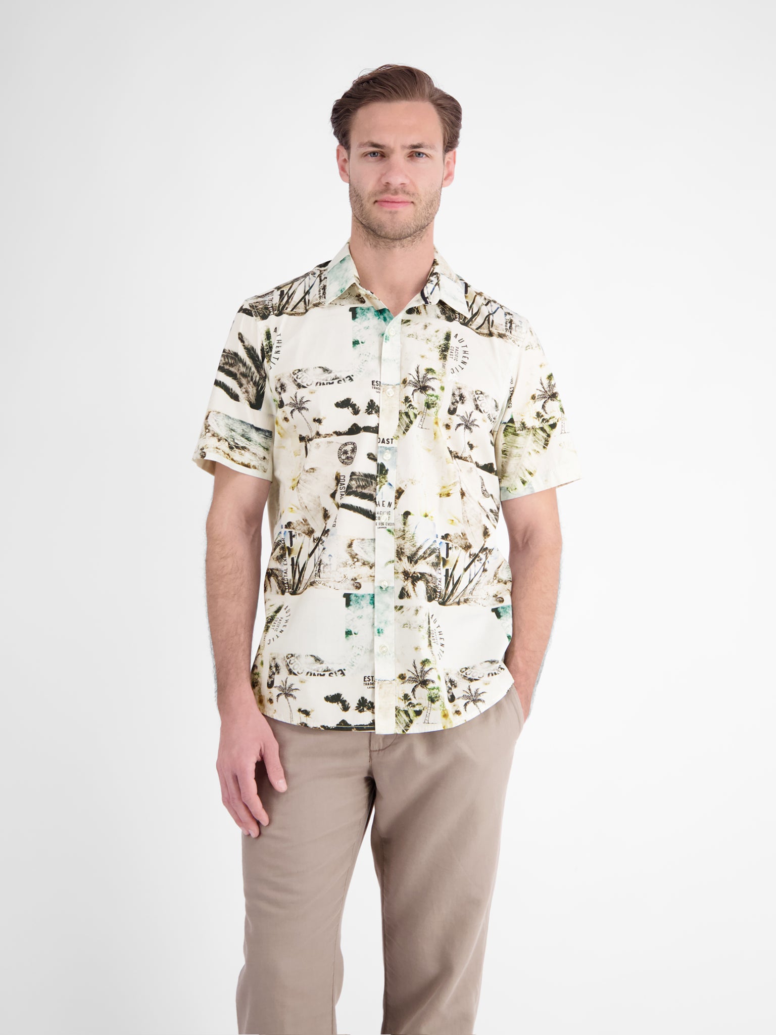 Lerros Herren Hemden kurz Broken White
