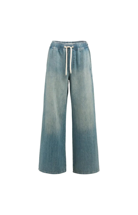 Jeans mit weitem Bein und Kordelzug