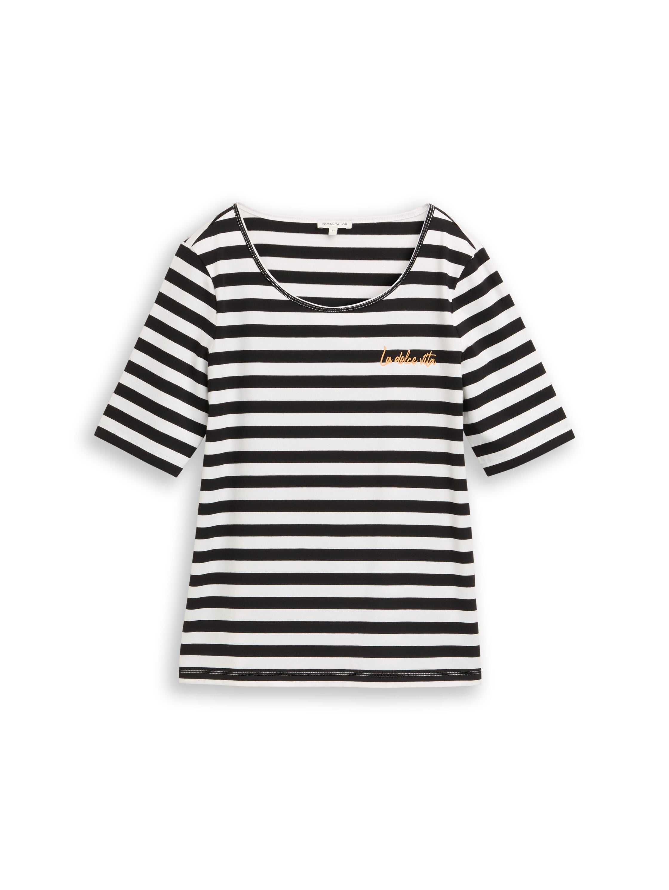 Tom Tailor Damen T-Shirts Black White Str