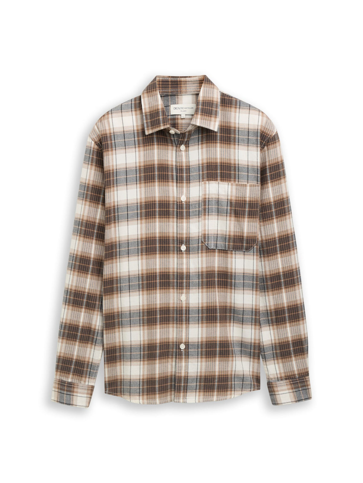 Tom Tailor denim Herren Hemden lang Off White Brown