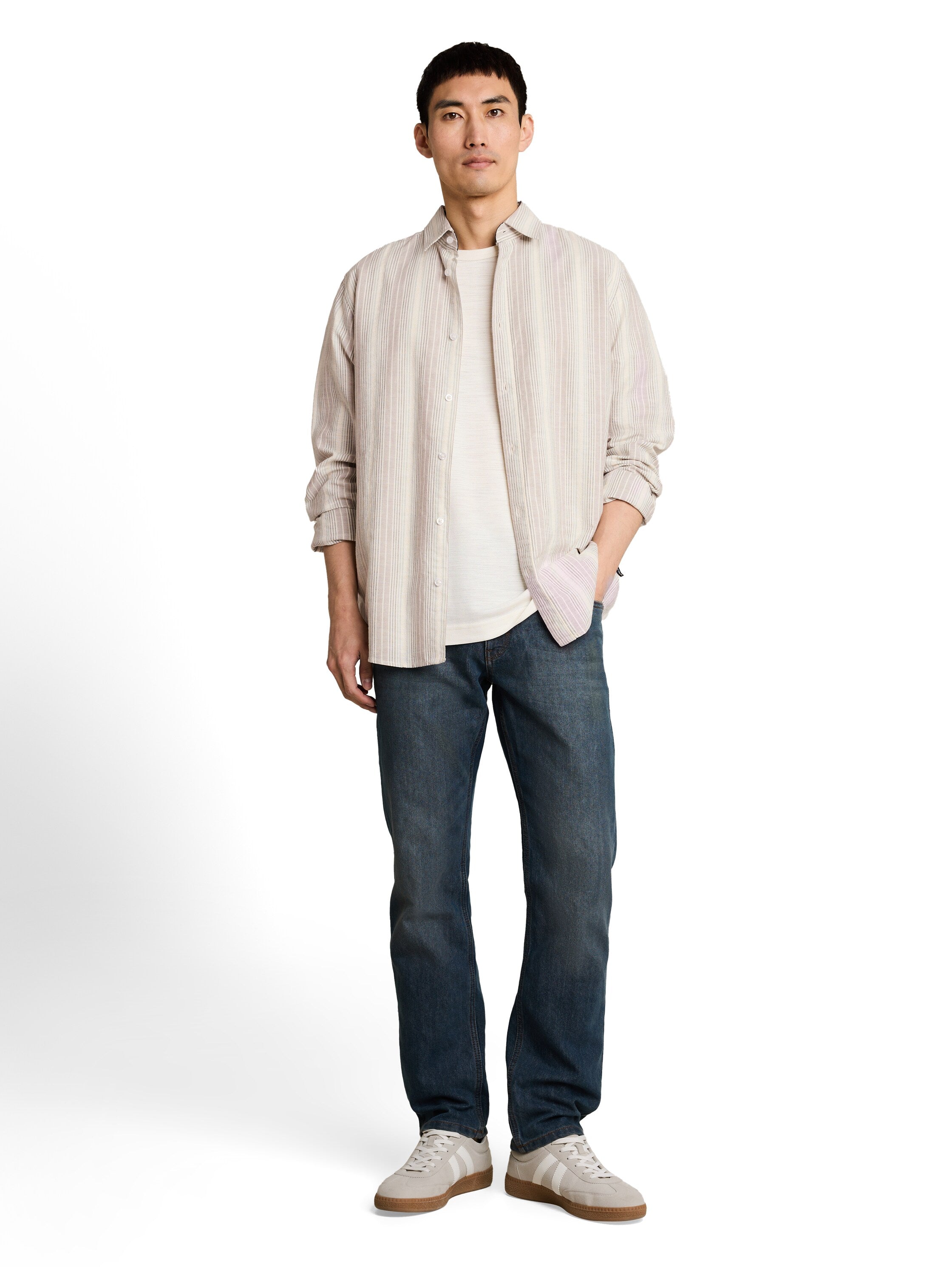Tom Tailor Herren Hemden lang Off White Multi