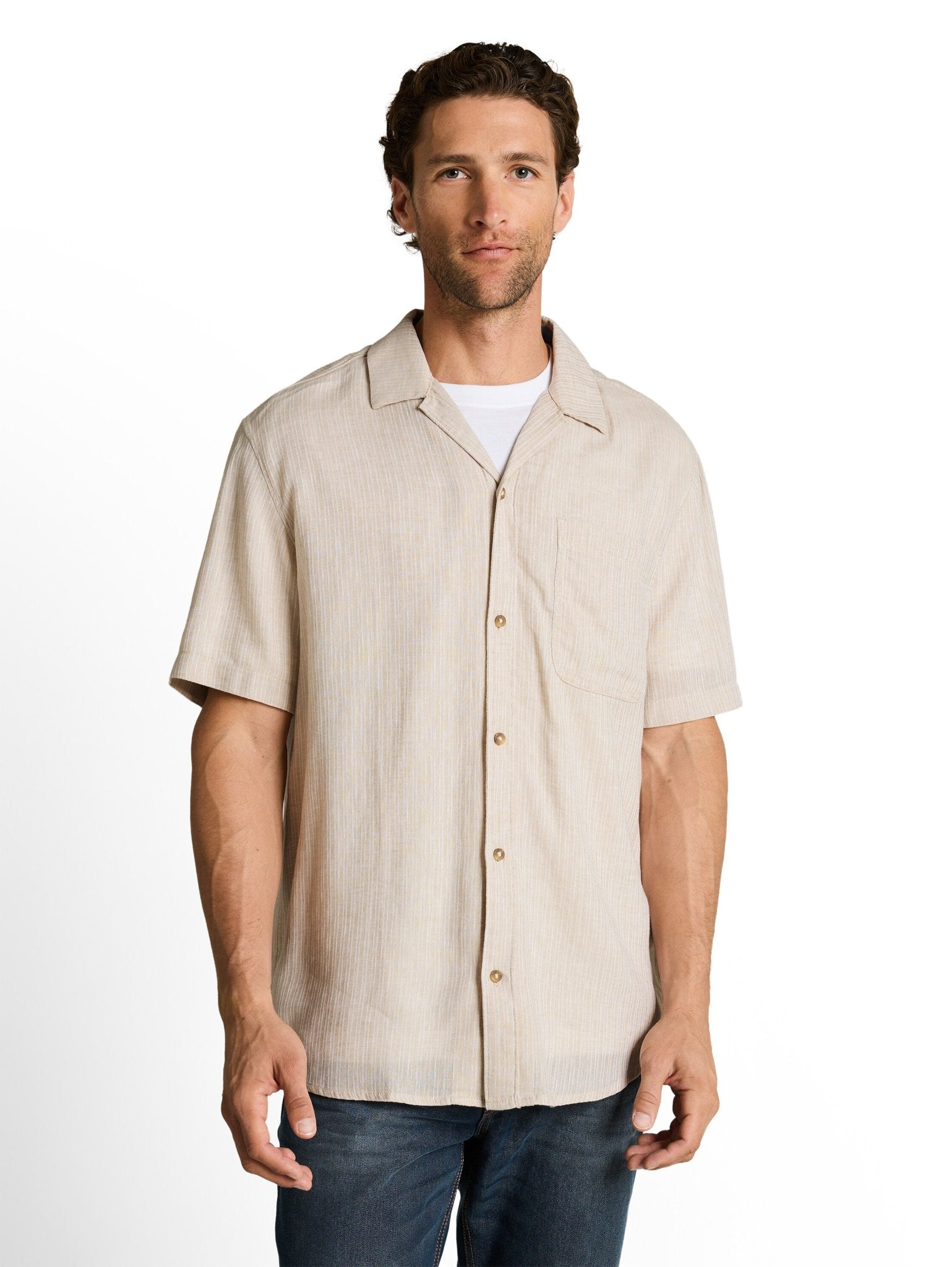 Tom Tailor Herren Hemden kurz Cashew Beige St