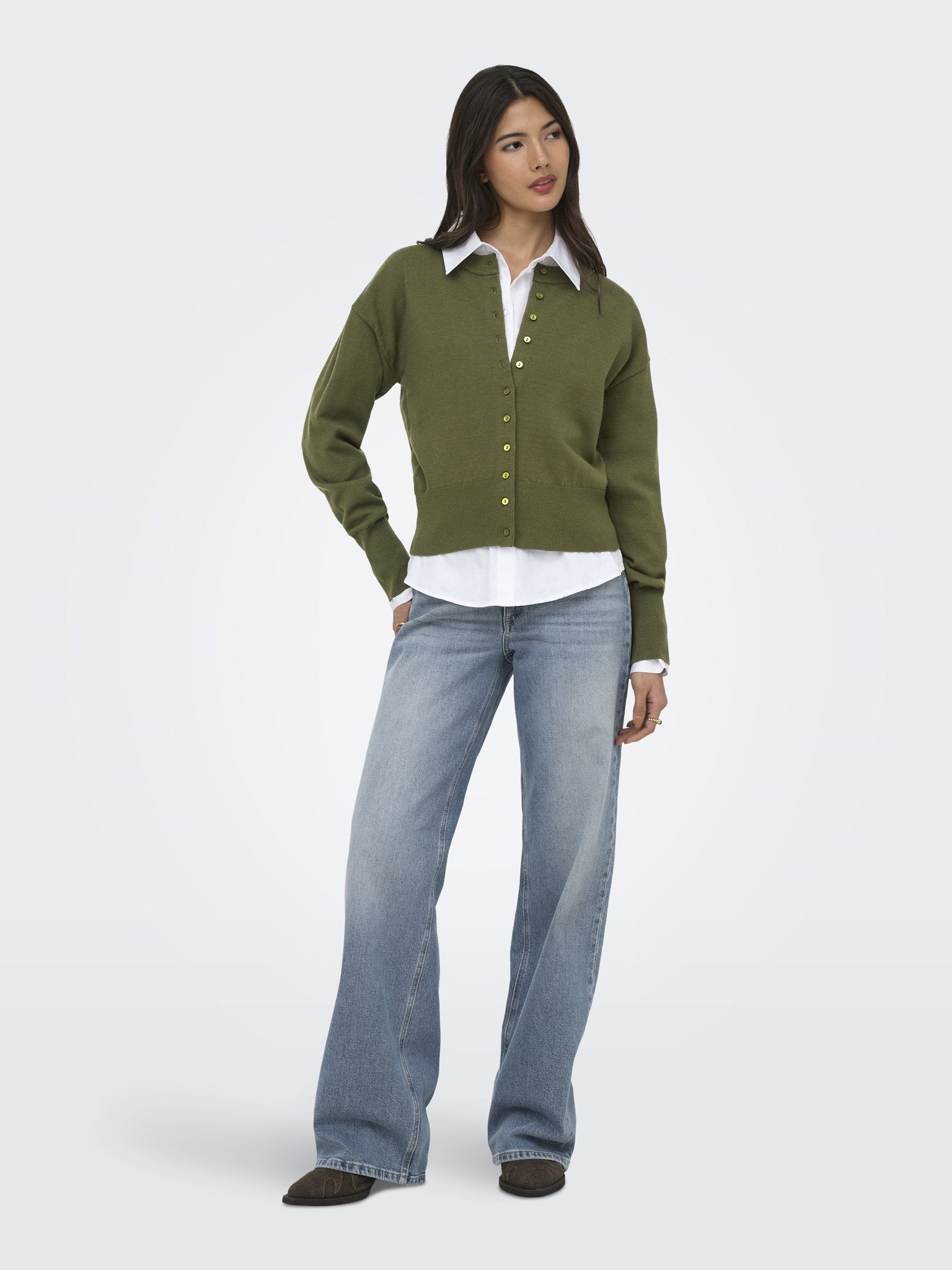 only Damen Strickjacken Winter Moss/Dtm