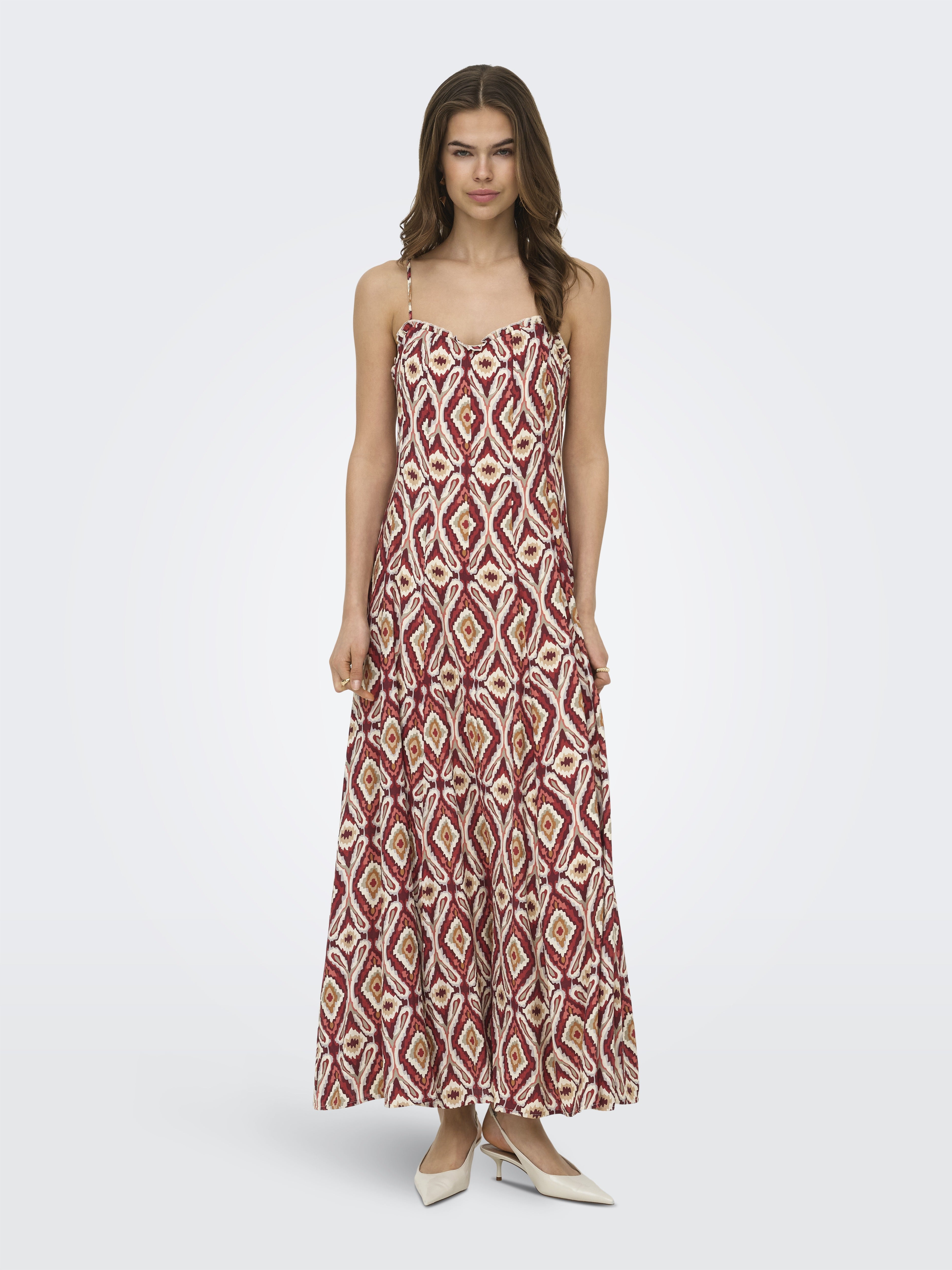 only Damen Kleider Brick Red/Abstr