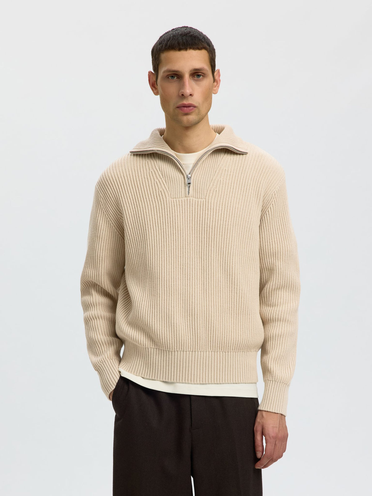 Selected homme Herren Pullover Oatmeal
