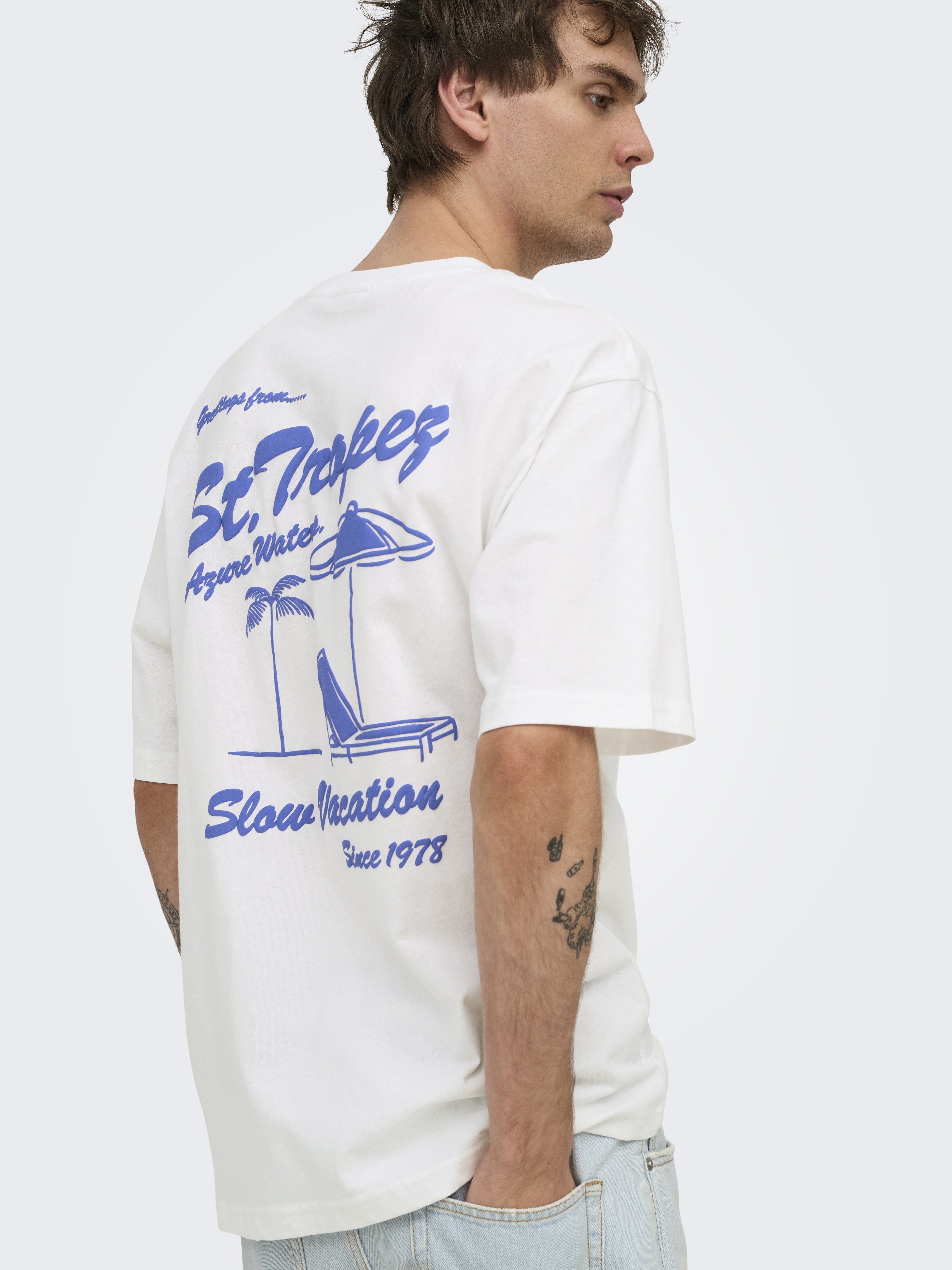 Only & Sons Herren T-Shirts kurz Bright White/Sl