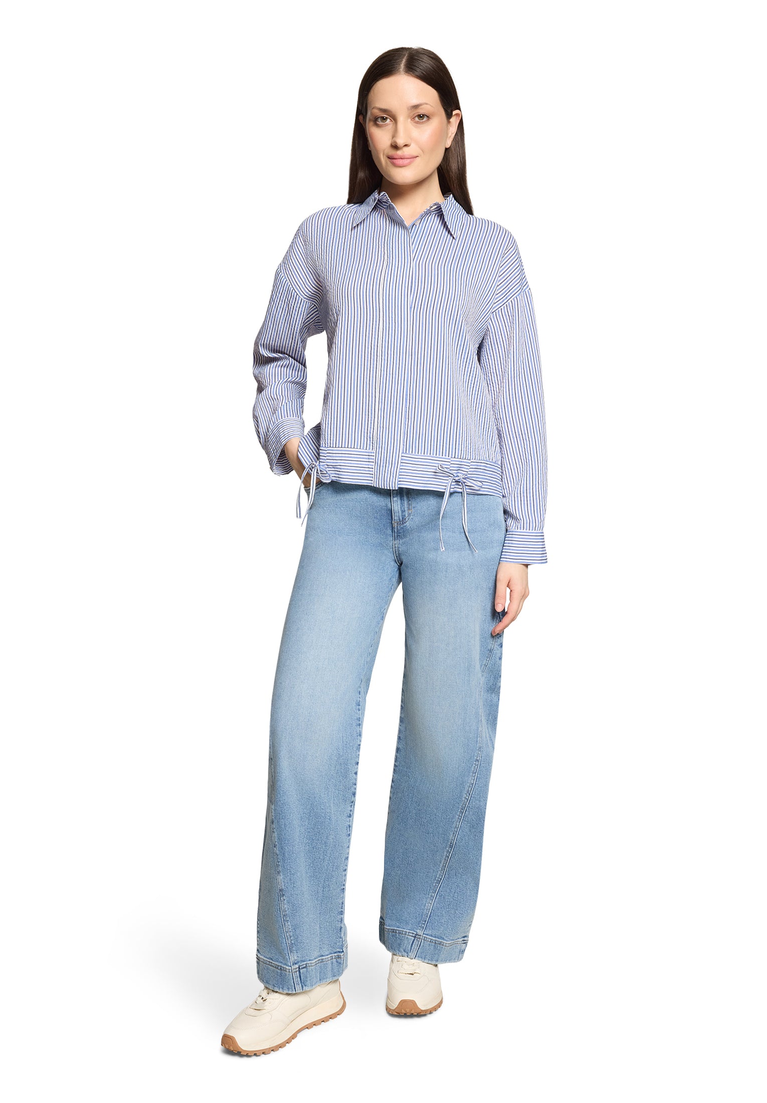 Cartoon Damen Blusen Blue/White