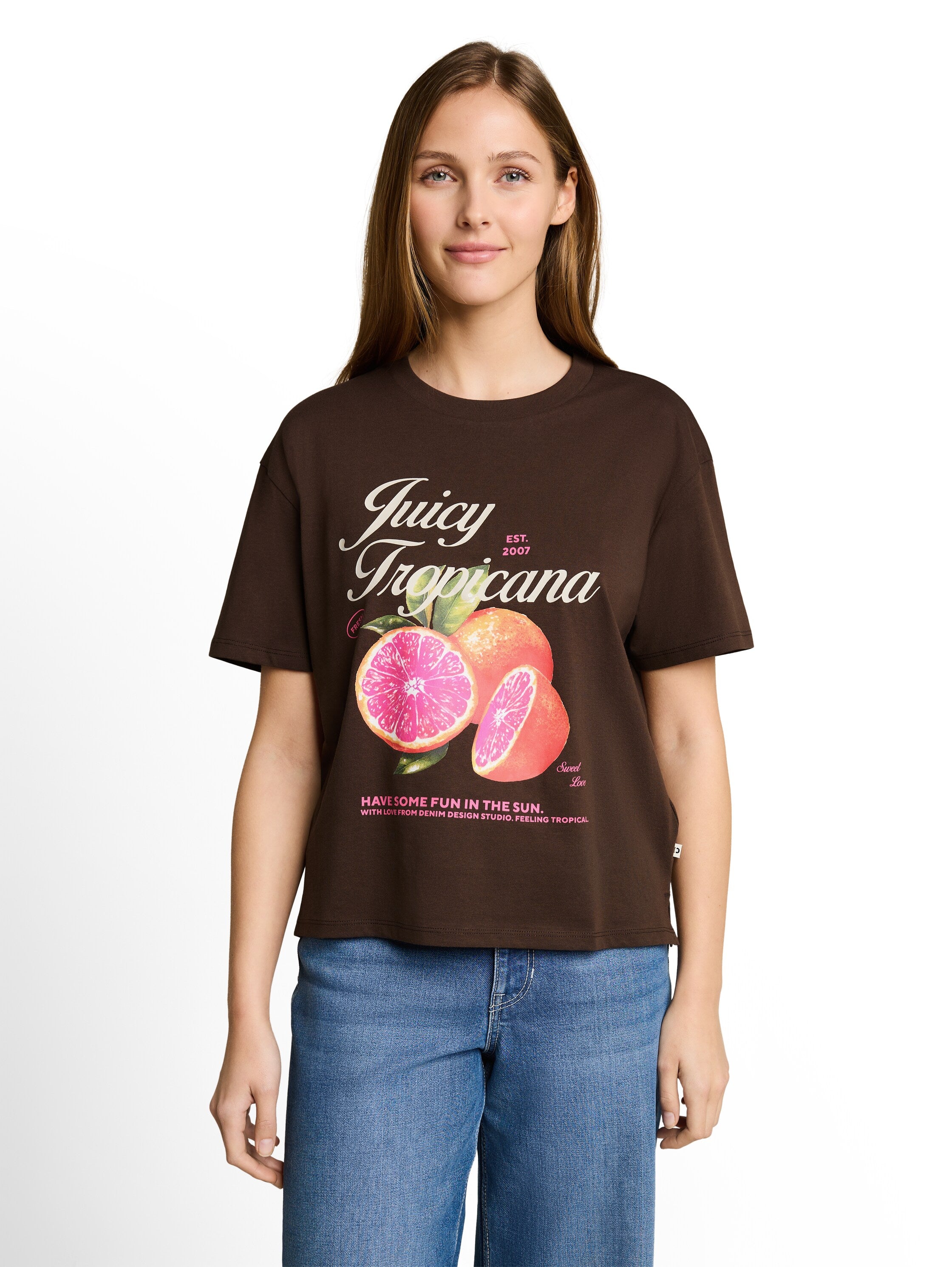 Tom Tailor denim Damen T-Shirts Cool Dark Brown
