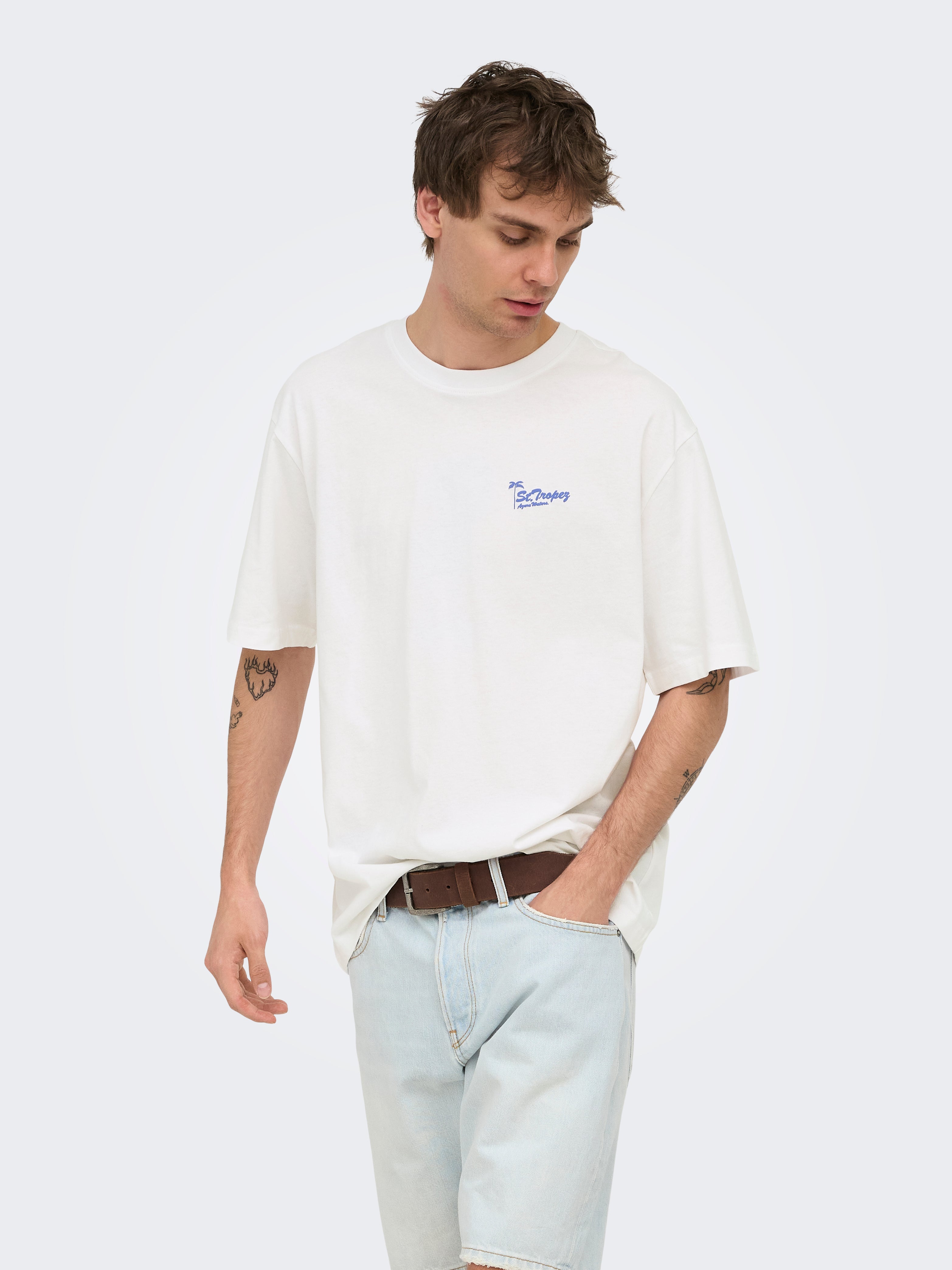 Only & Sons Herren T-Shirts kurz Bright White/Sl