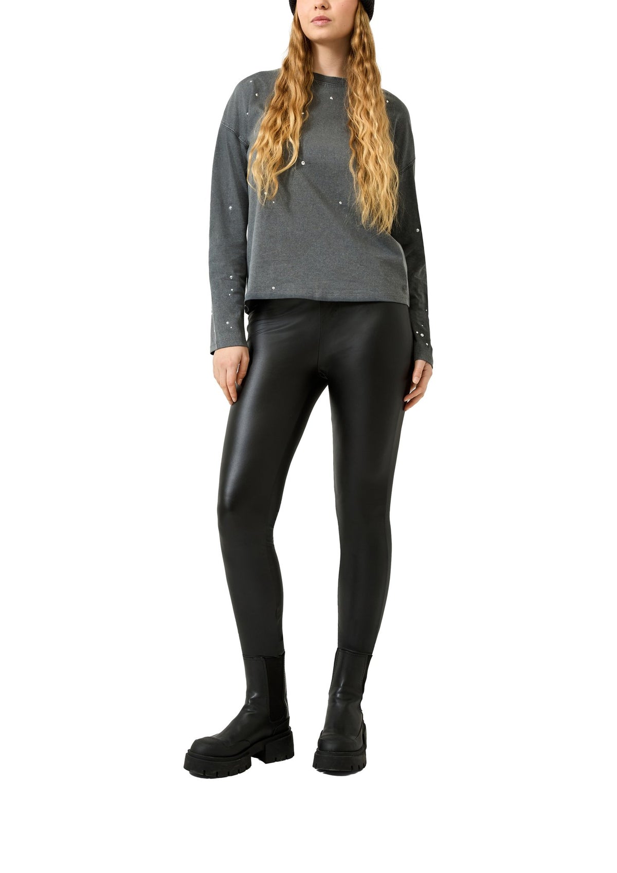 QS by S.Oliver Damen T-Shirts  Grey/Black