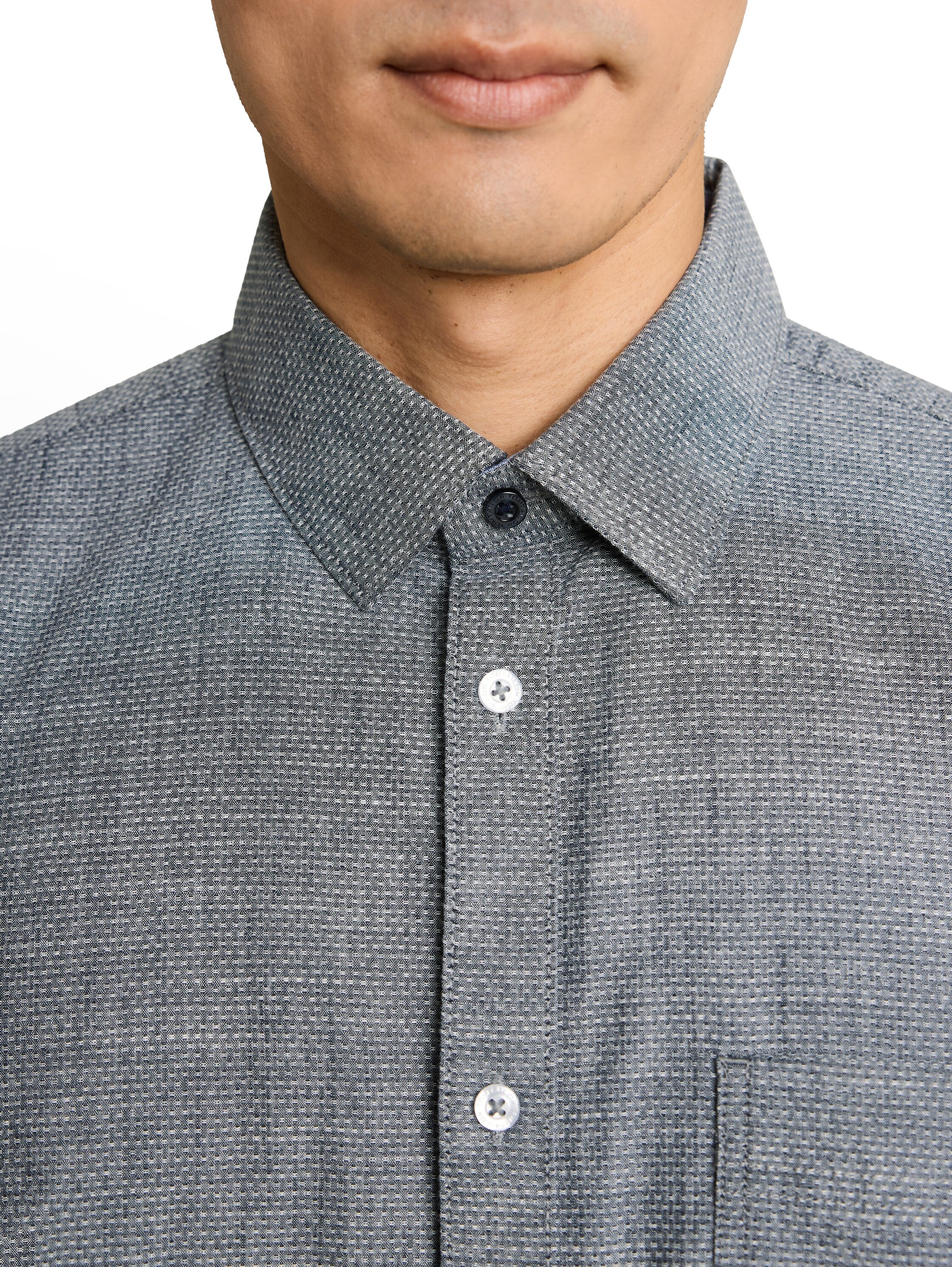 Tom Tailor Herren Hemden kurz Navy Structure