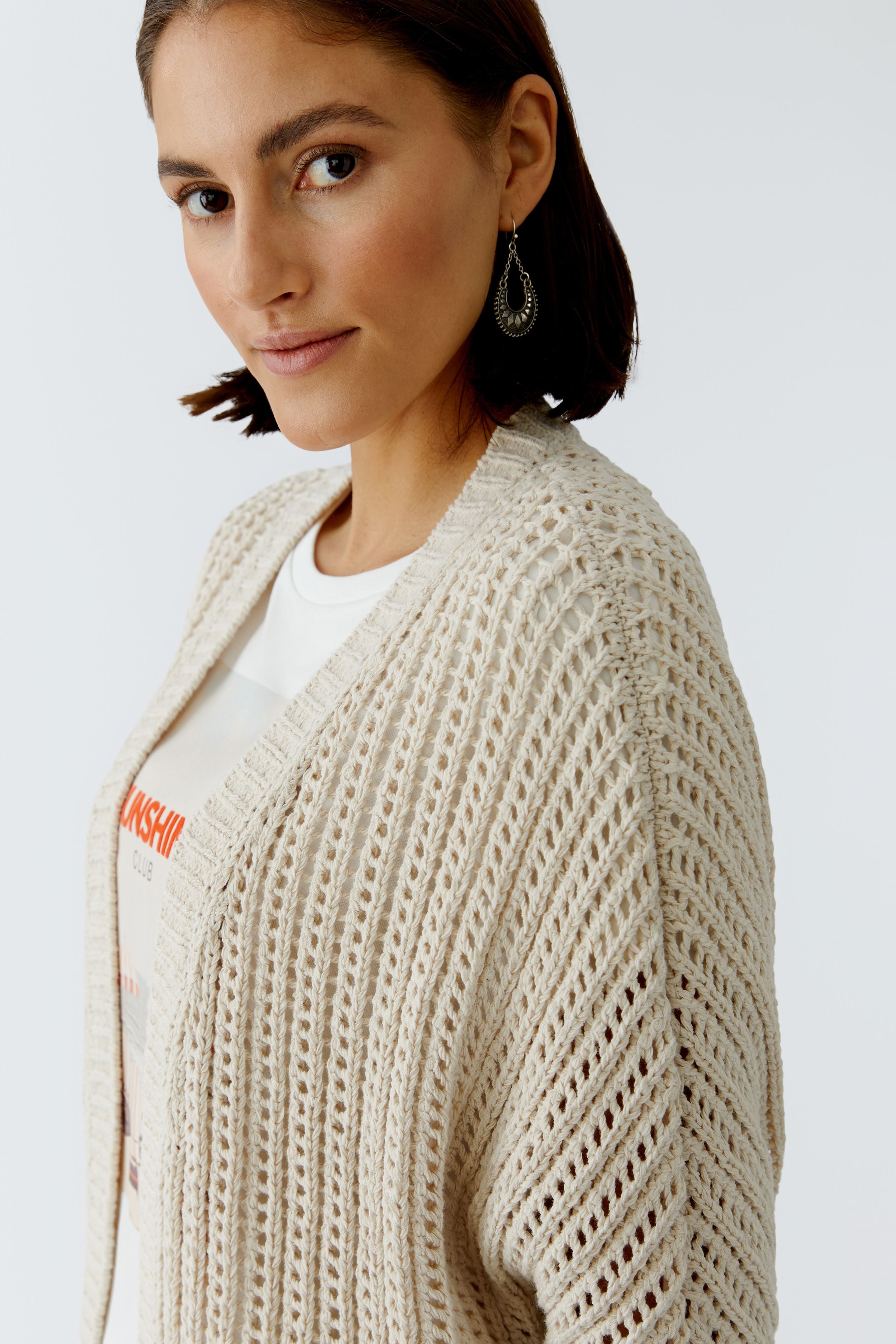 Oui Damen Strickjacken  Biscuit