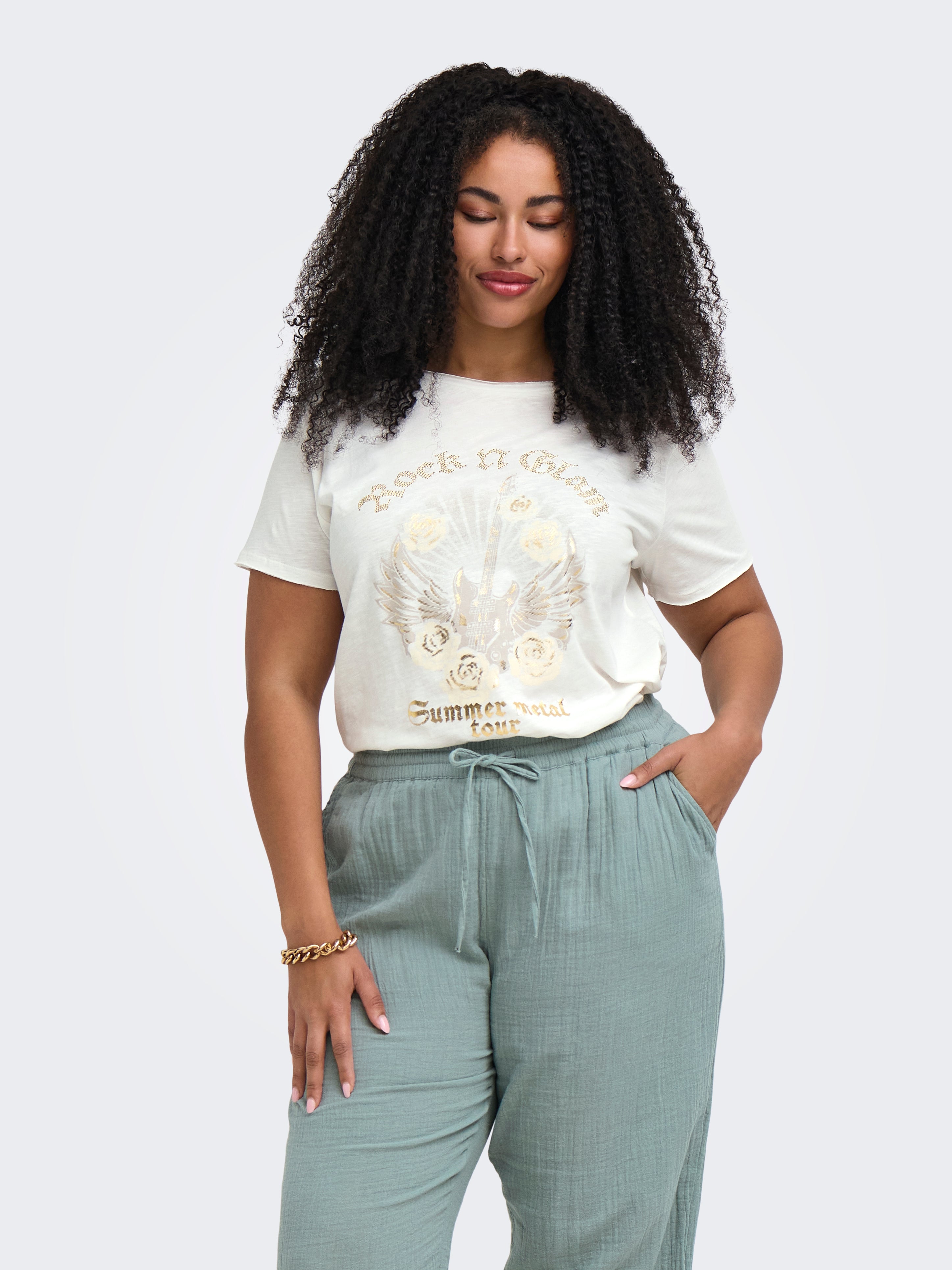 Only Caramkoma Damen T-Shirts Cloud Dancer/Ro
