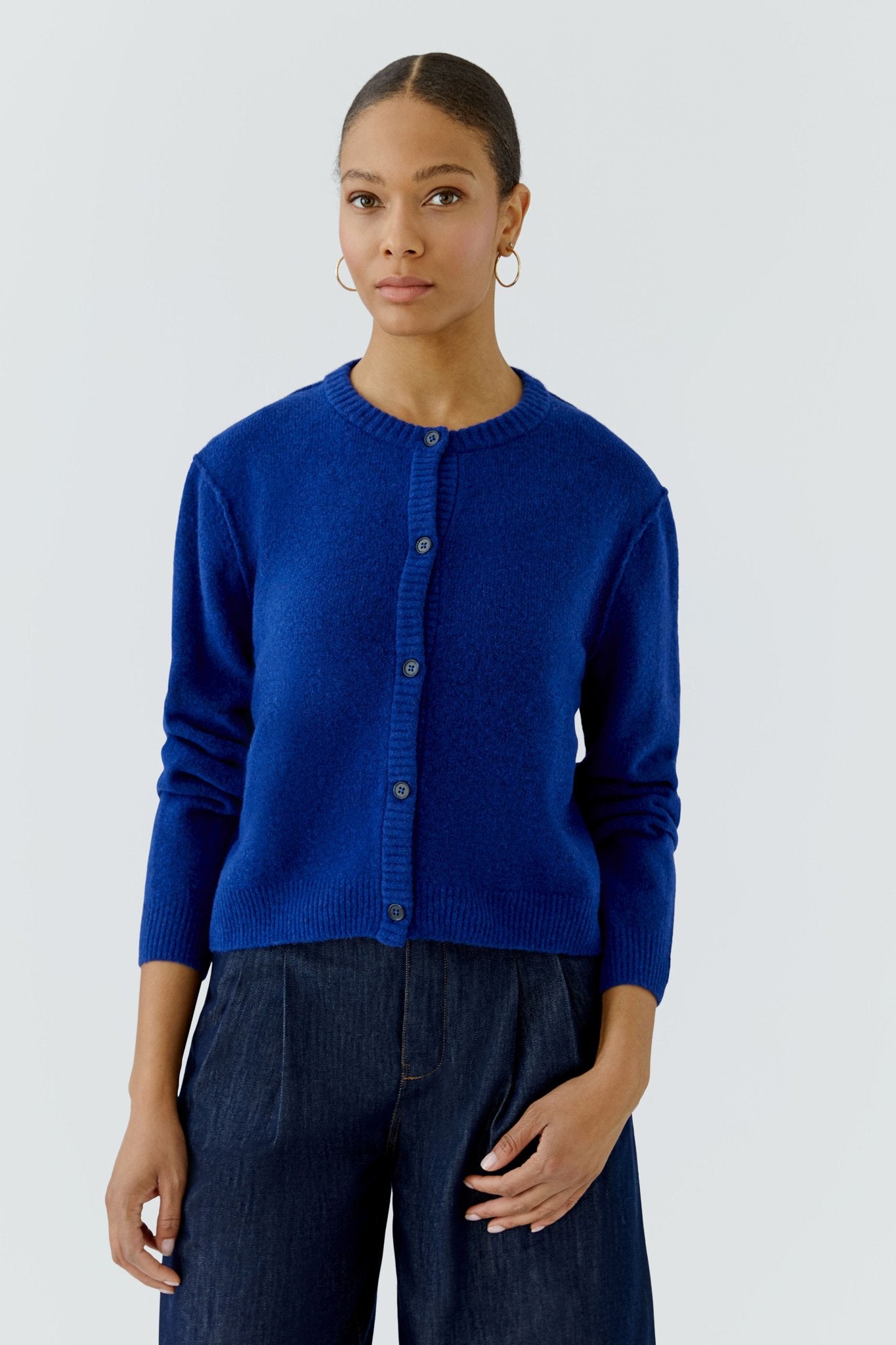 Oui Damen Strickjacken Royal Blue
