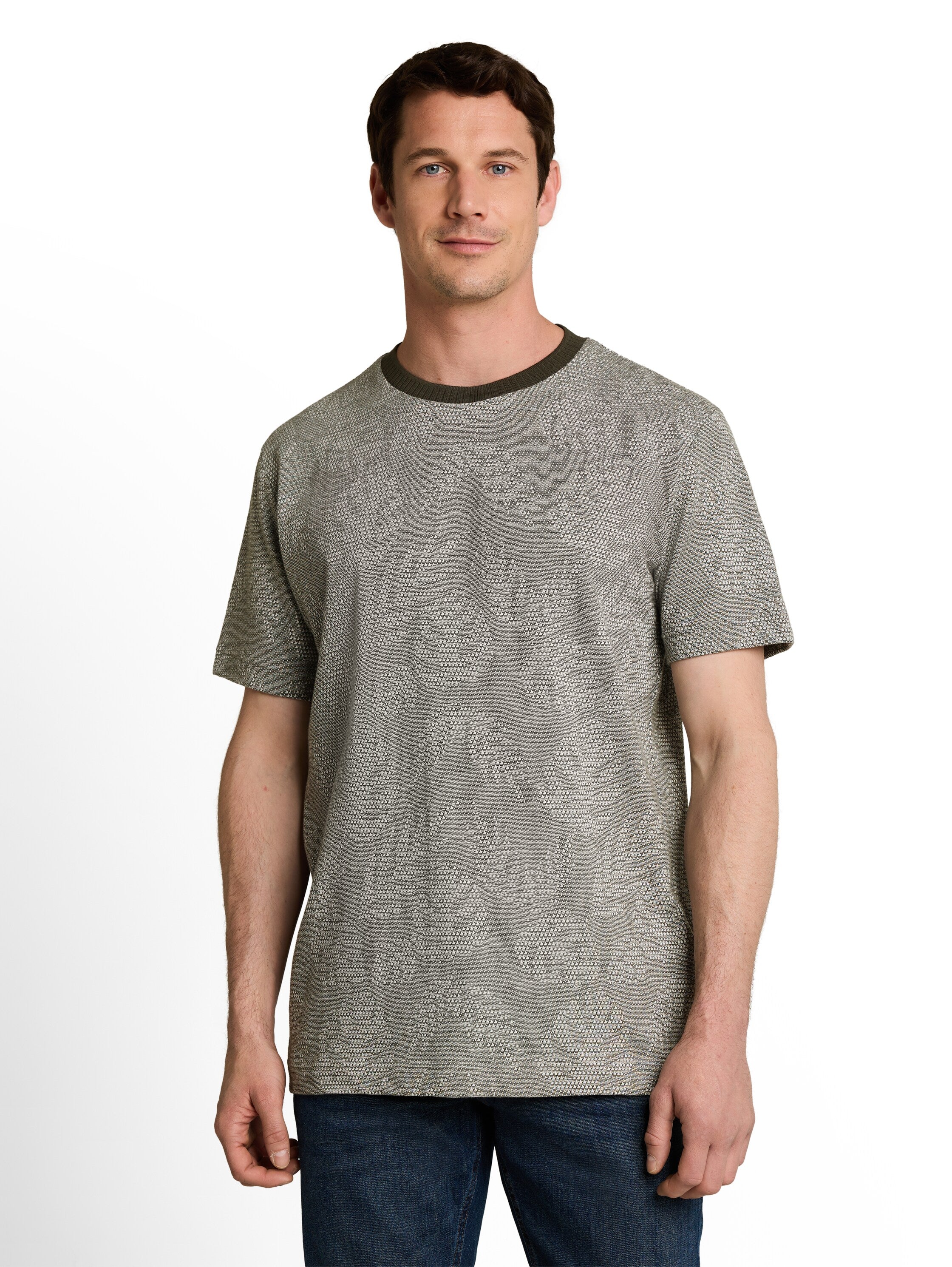 Tom Tailor Herren T-Shirts kurz Green Leaf Jacq