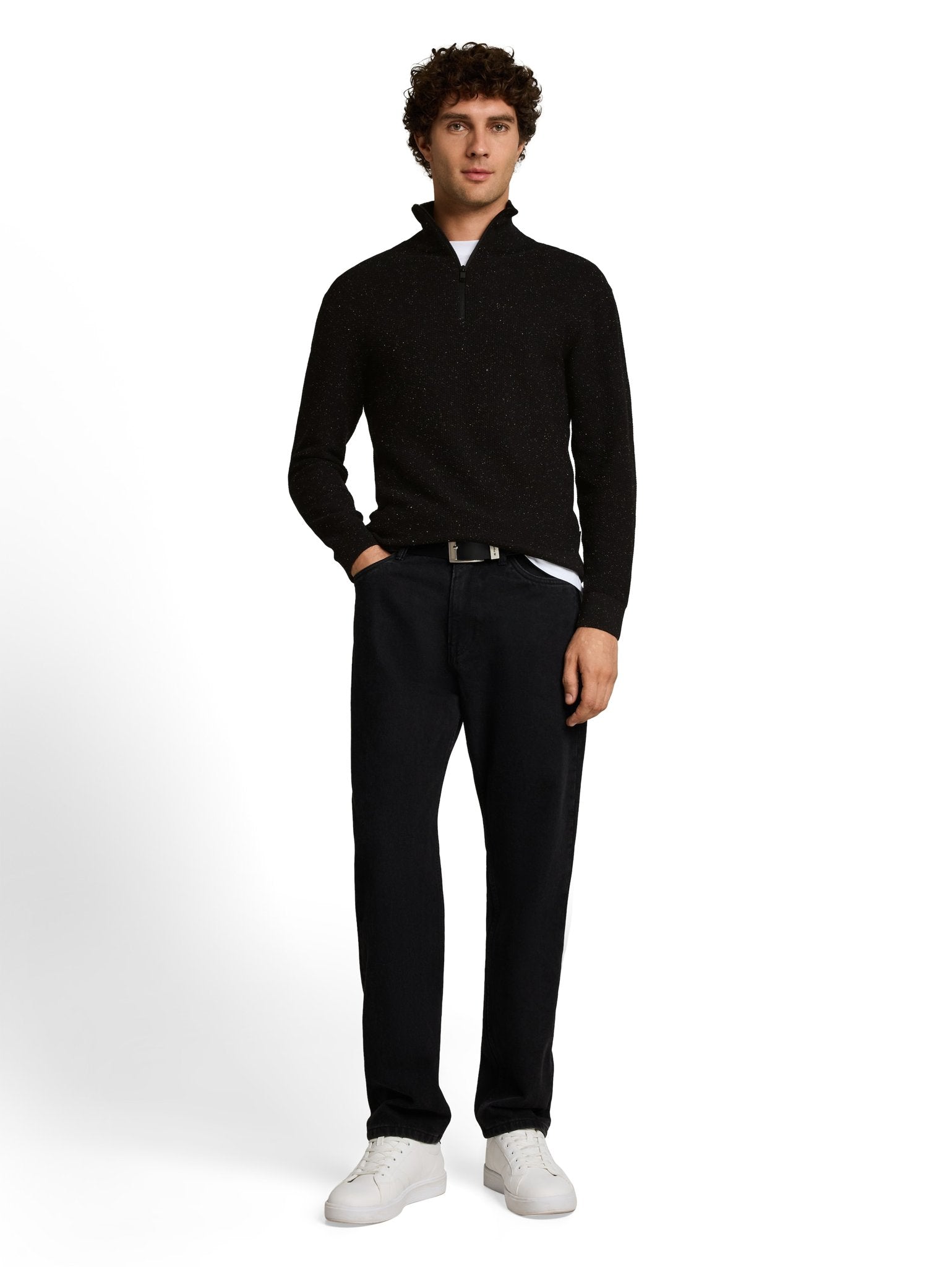 Tom Tailor denim Herren Pullover Black Multicolo