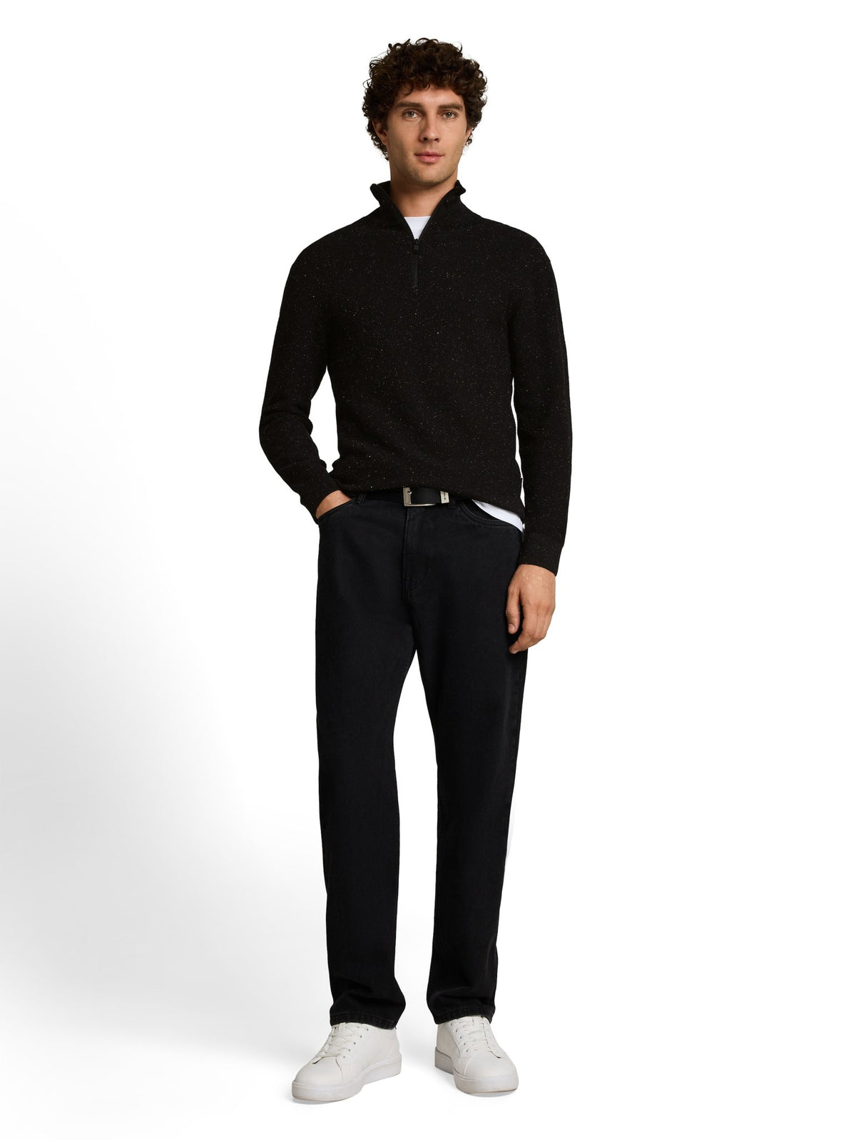 Tom Tailor denim Herren Pullover Black Multicolo