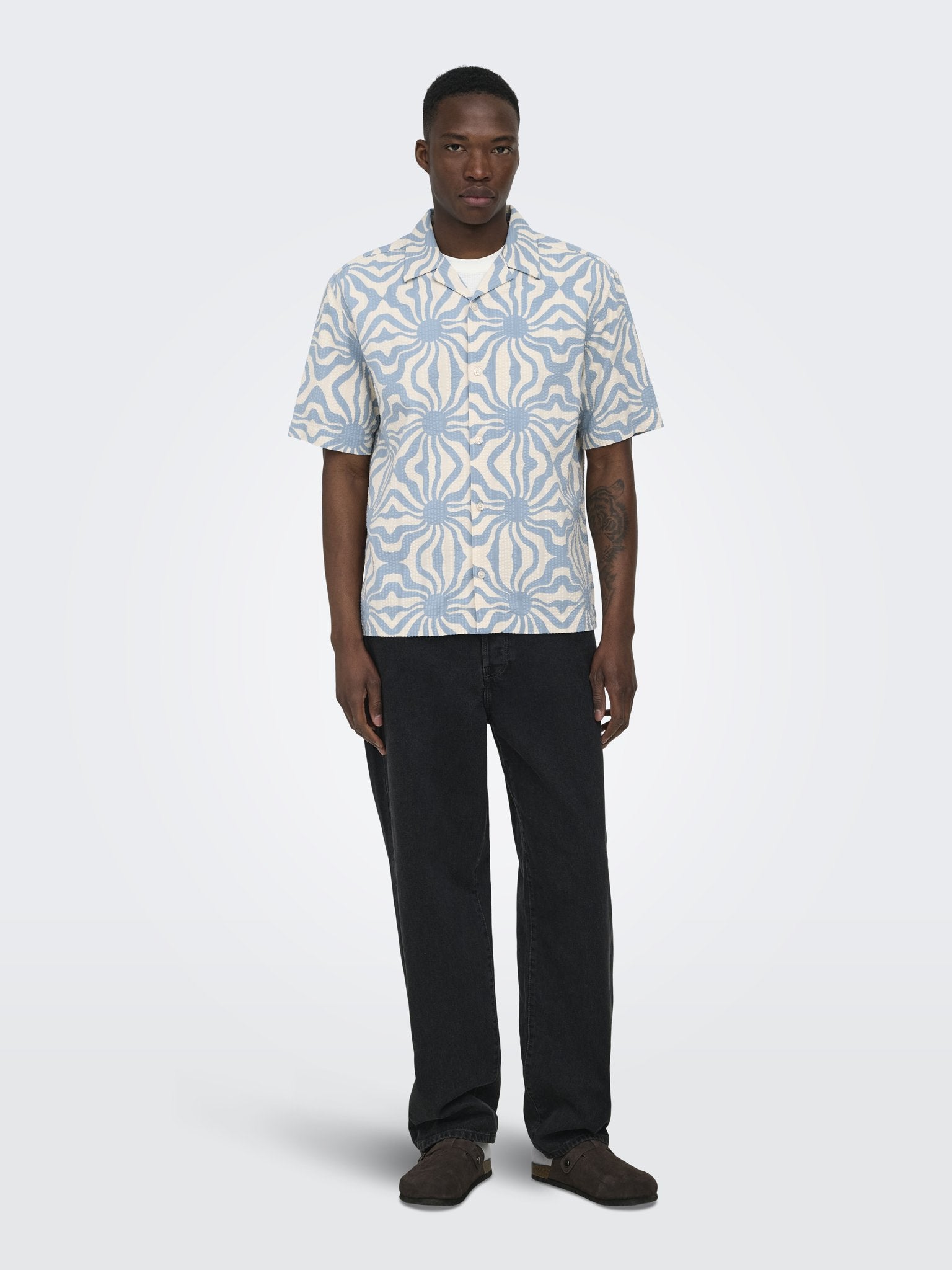 Only & Sons Herren Hemden lang Dusty Blue/Anti