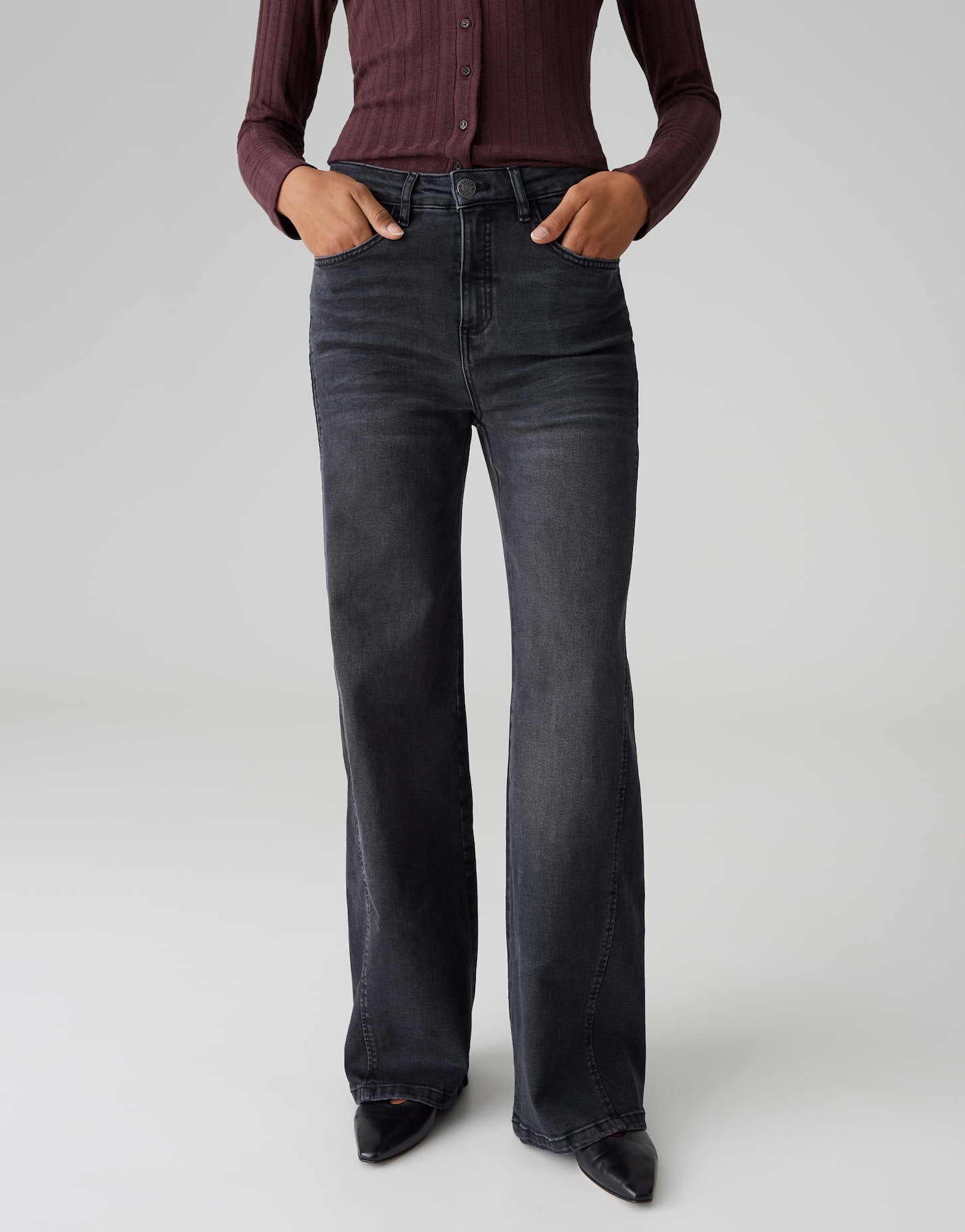 Opus Damen Jeans Mid Iconic Grey