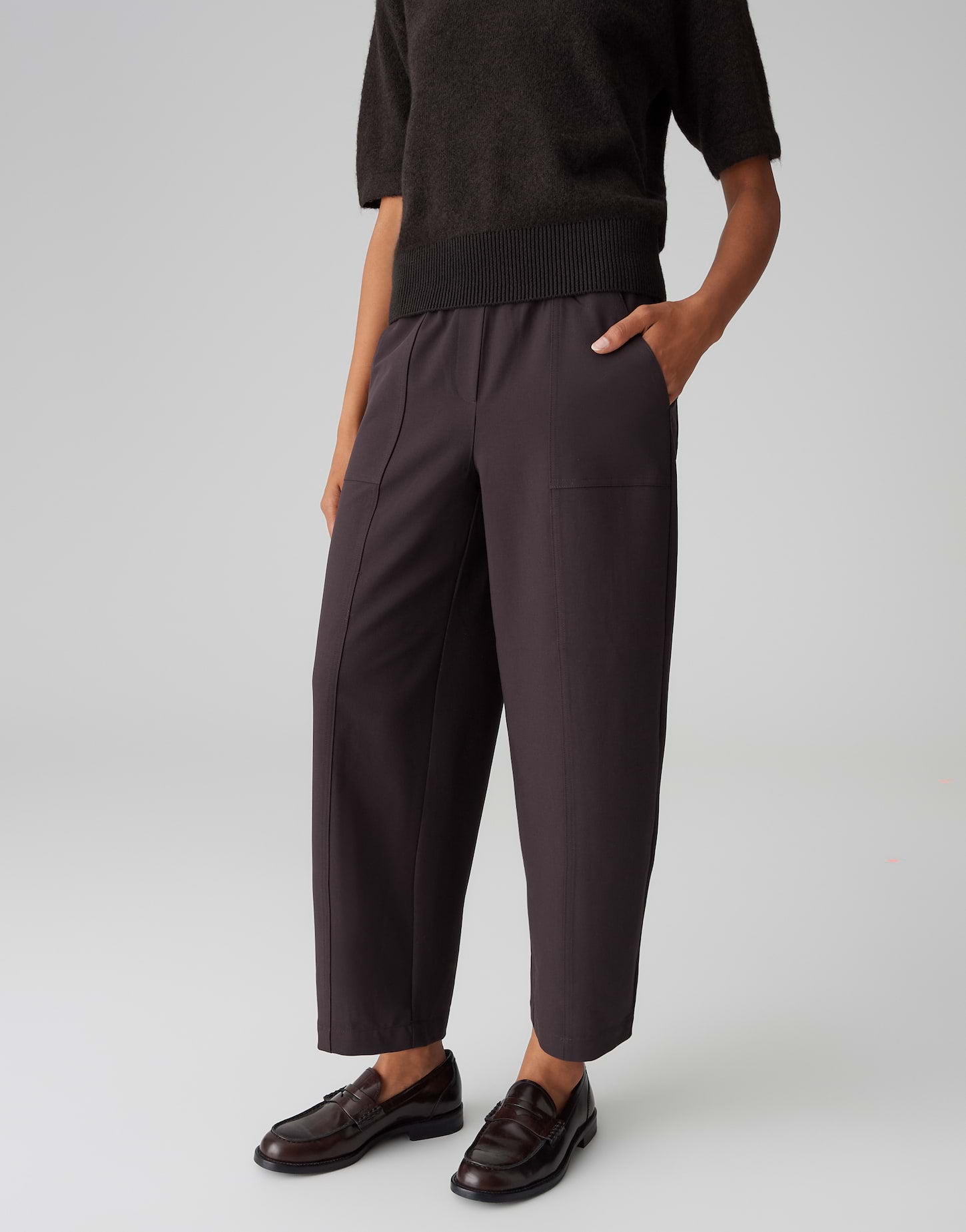 Opus Damen Hosen Midnight Brown
