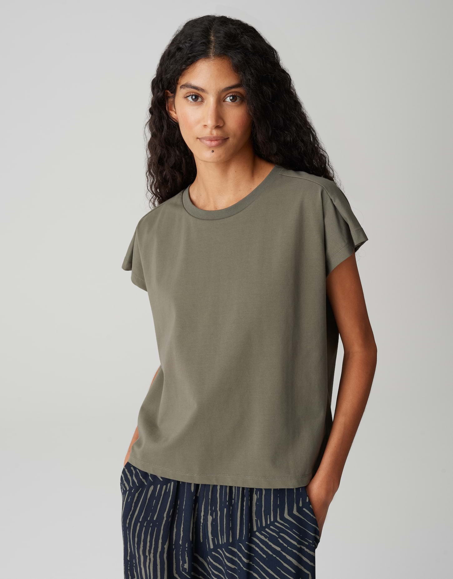 Opus Damen T-Shirts Olive Leaf
