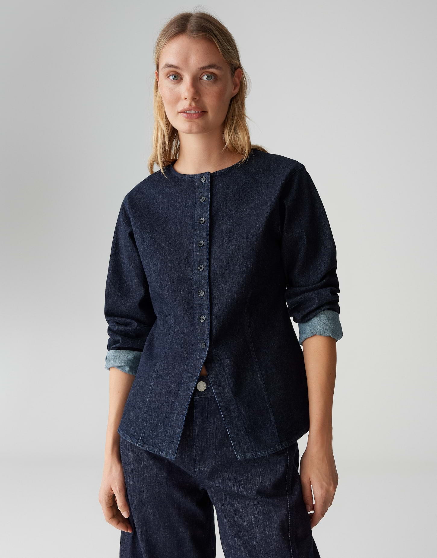 Opus Damen Blusen Dark Rinsed Blu