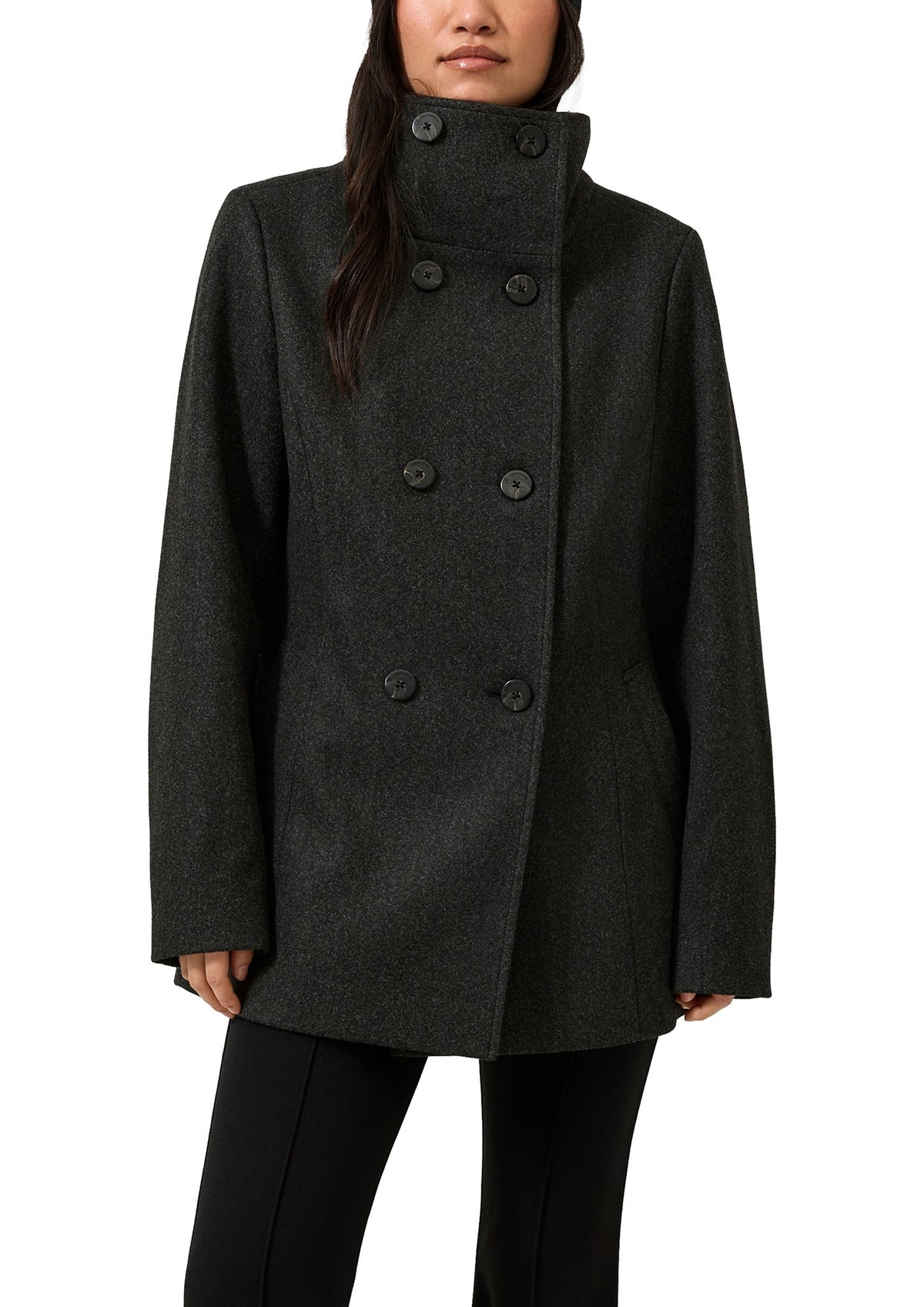 QS by S.Oliver Damen Mantel W Grey/Black