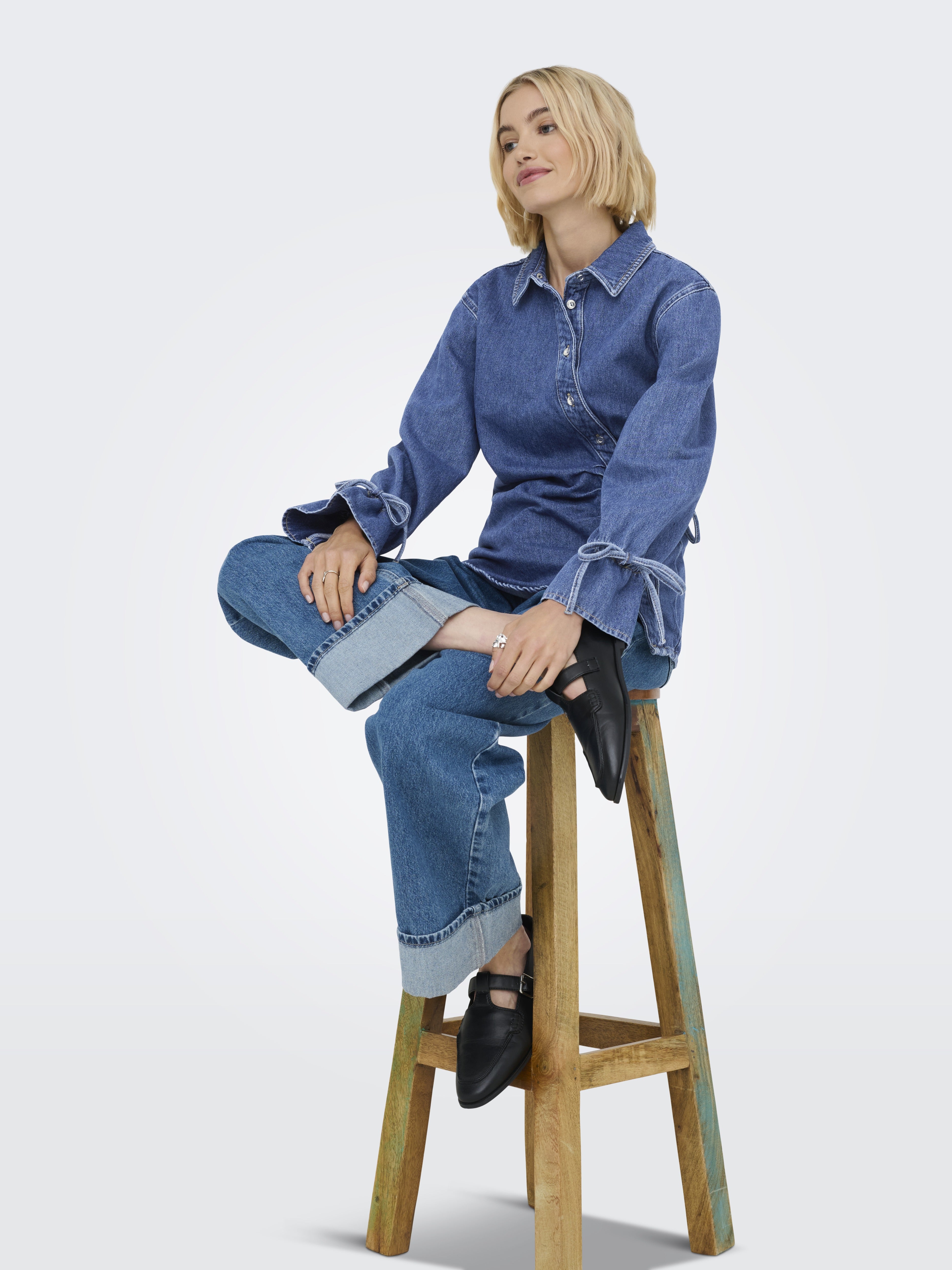Only Damen Blusen Medium Blue Den
